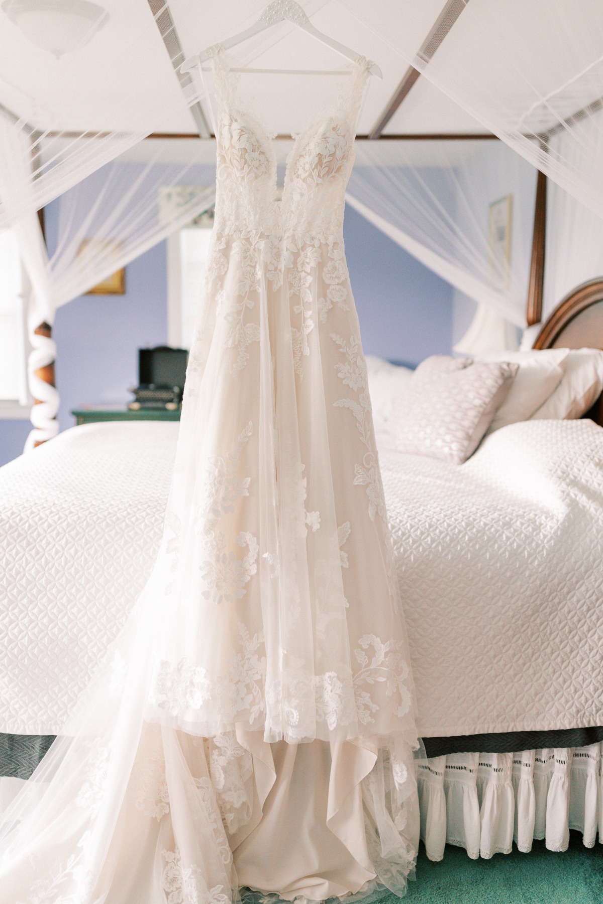 Elegant floral tulle wedding dress by Lillian West 