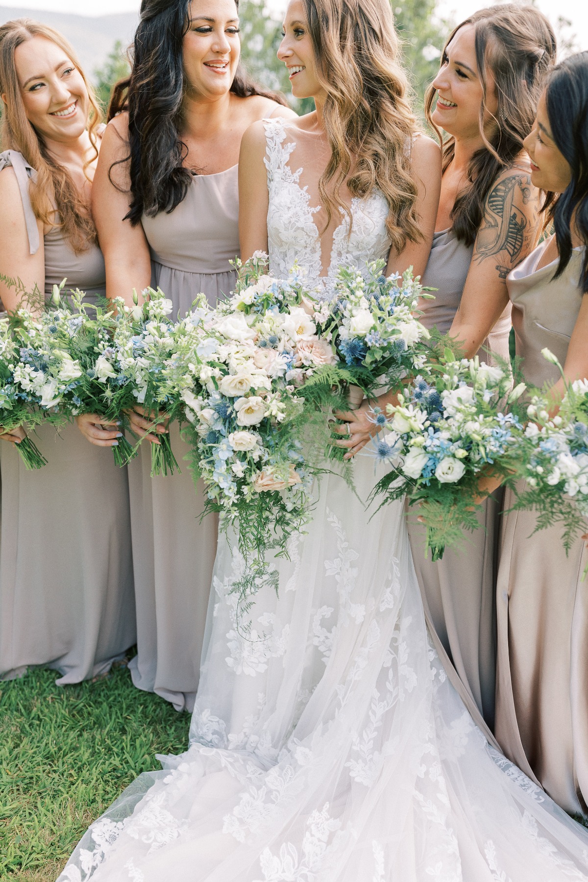 Something blue themed wildflower bouquets for weddings 