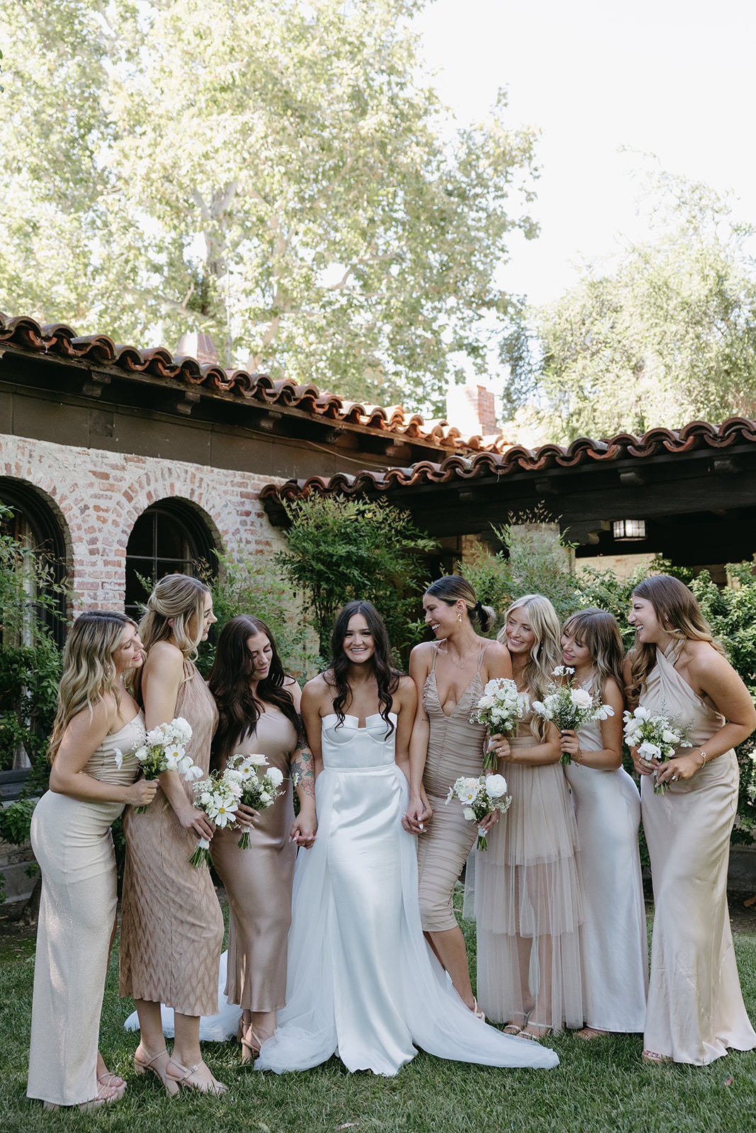 mix and match champagne bridesmaid dresses