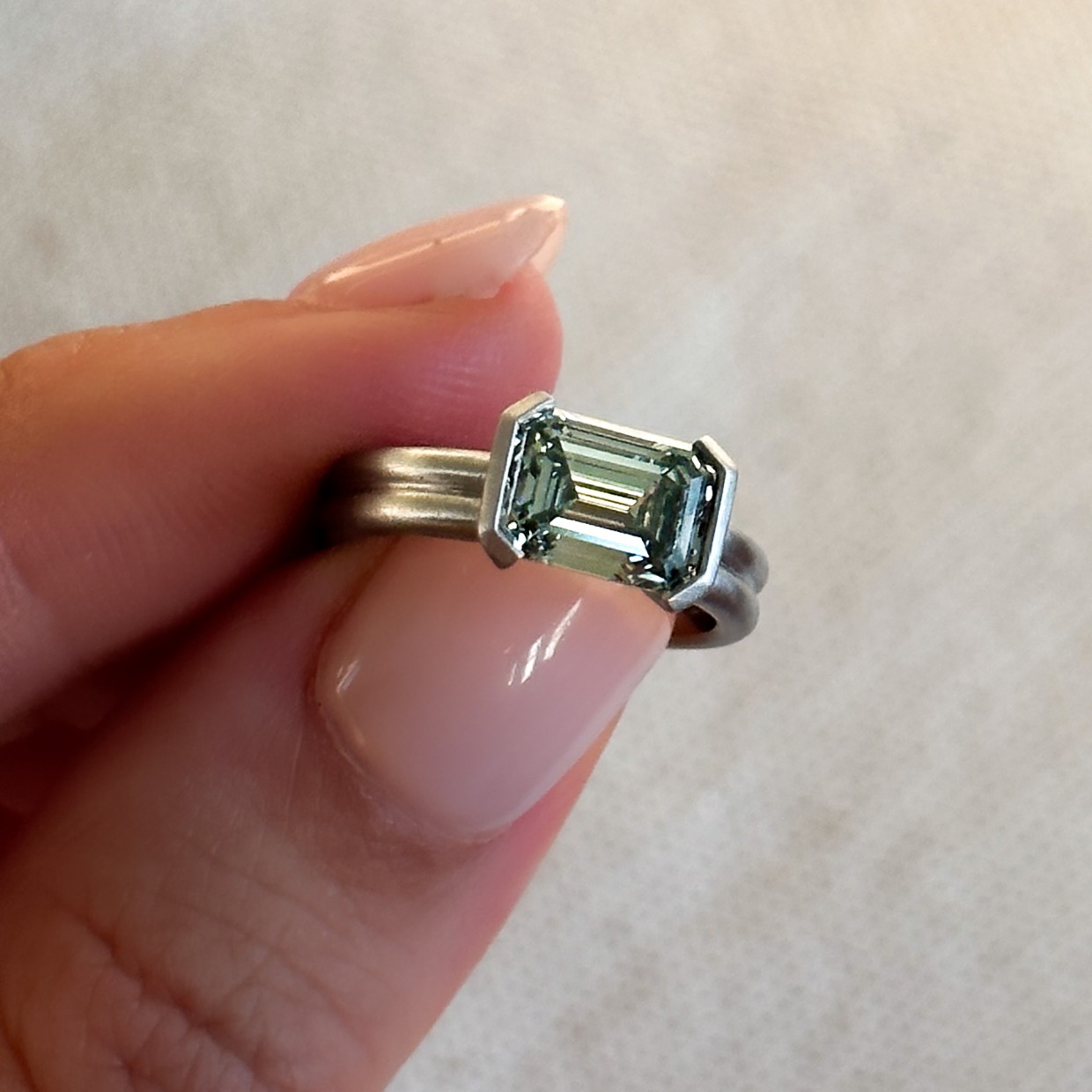 green lab diamond engagement ring