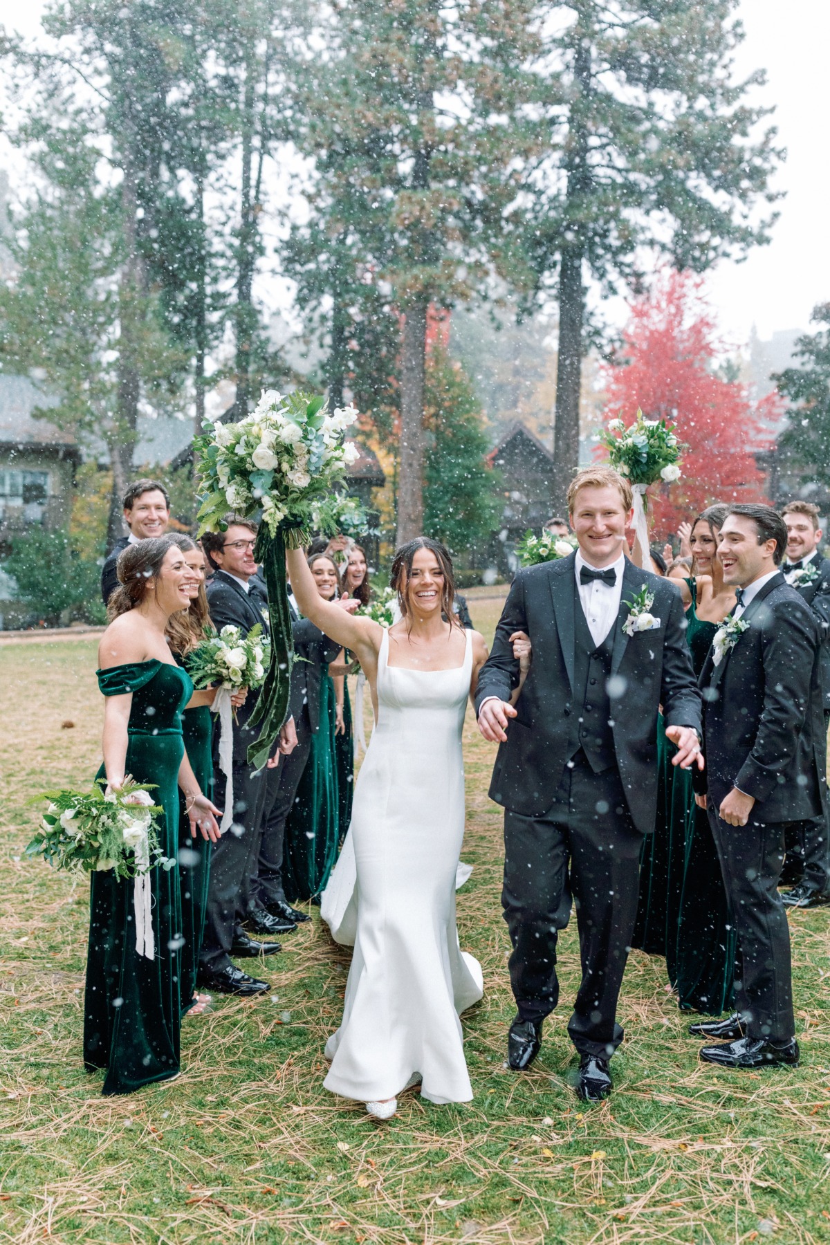 Elegant Tahoe bridal party 