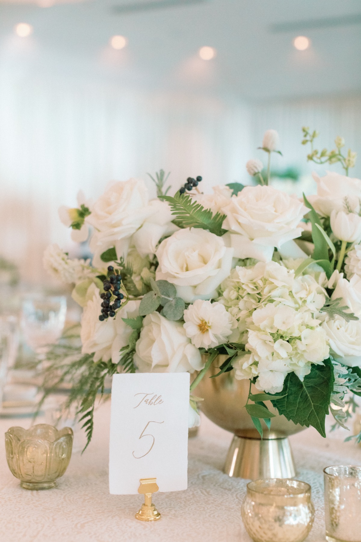 Gold and white wedding table numbers 