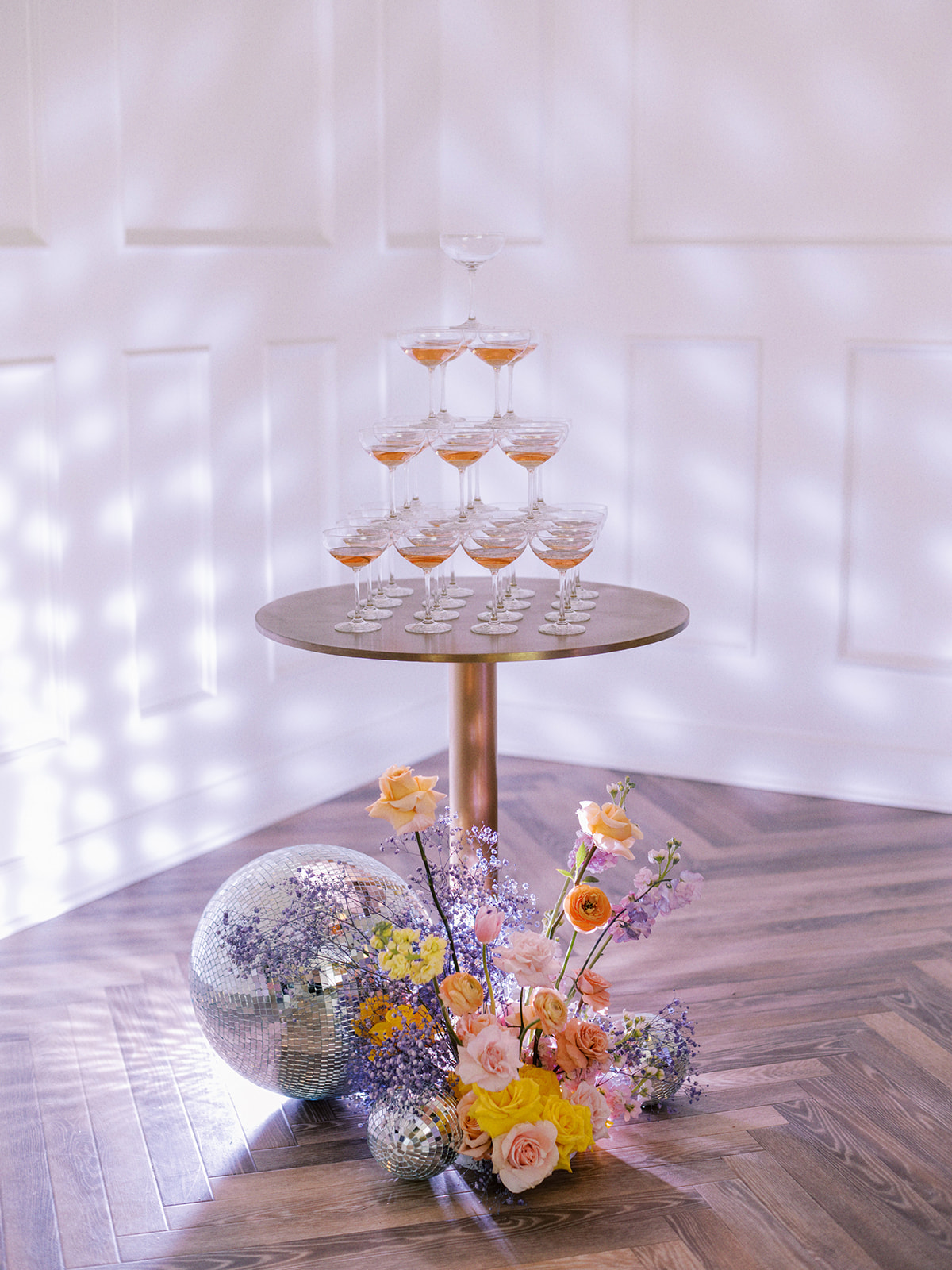 rose champagne tower