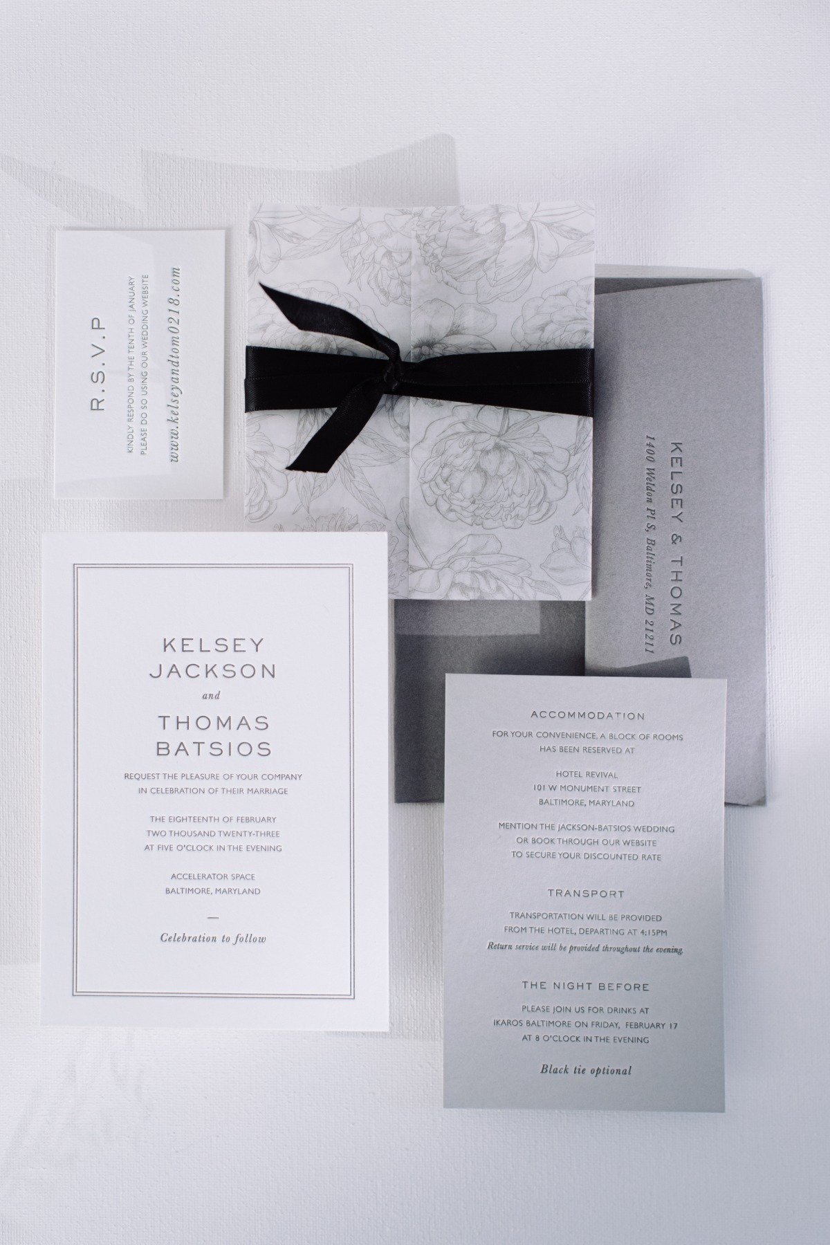 modern black and white invitations