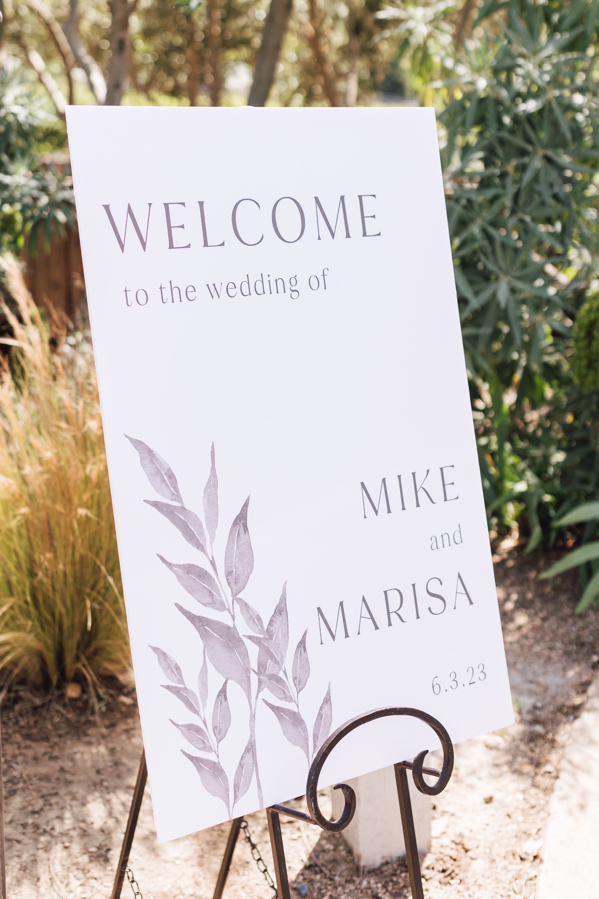 Modern elegant wedding welcome sign for garden weddings