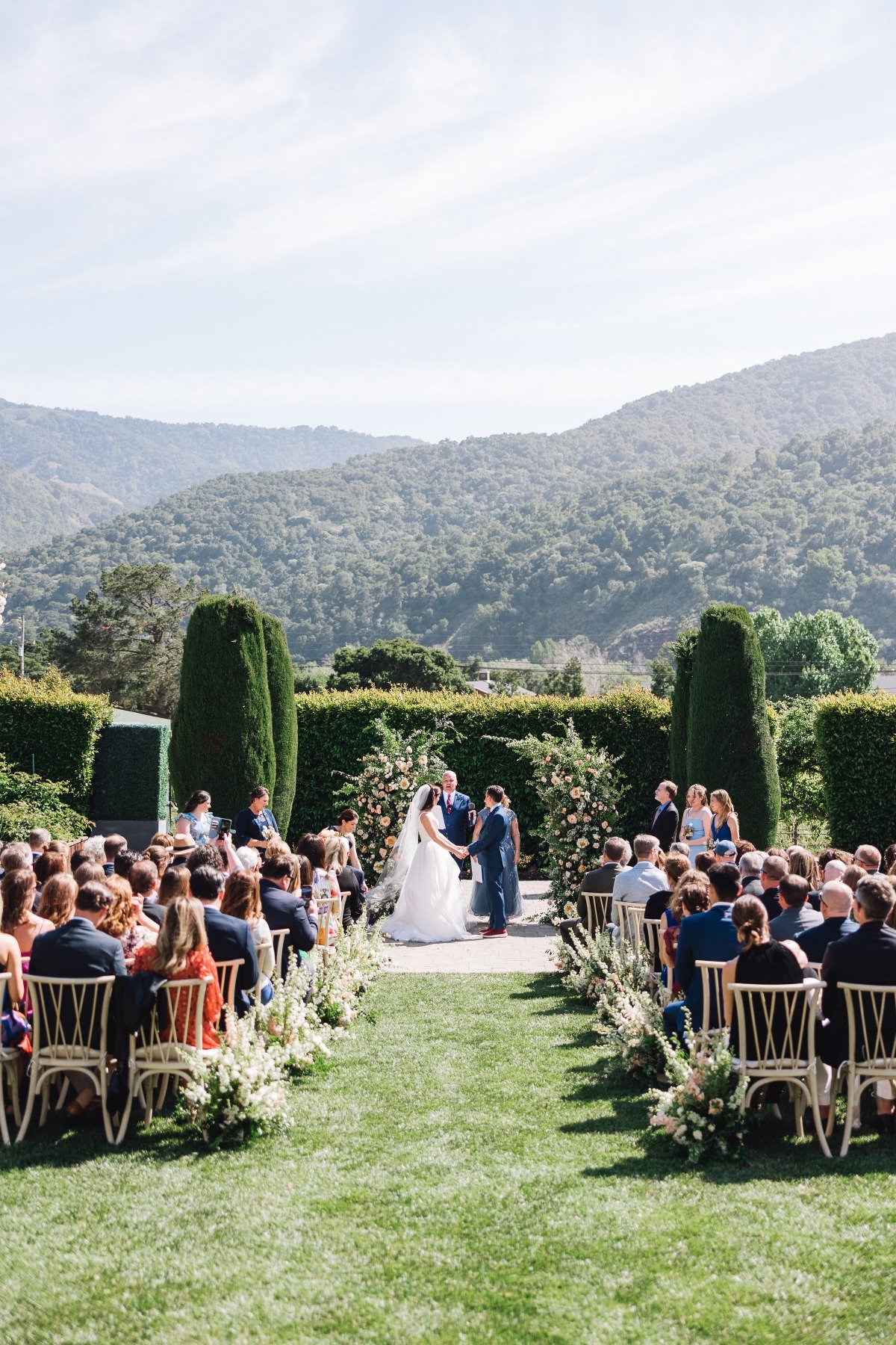 Elegant floral outdoor wedding ceremony in Carmel California