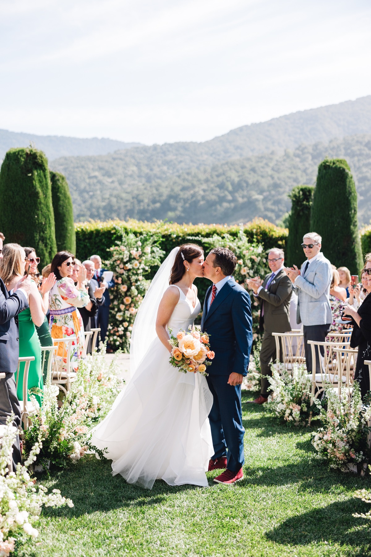 Second first kiss at Carmel Valley wedding ceremony 