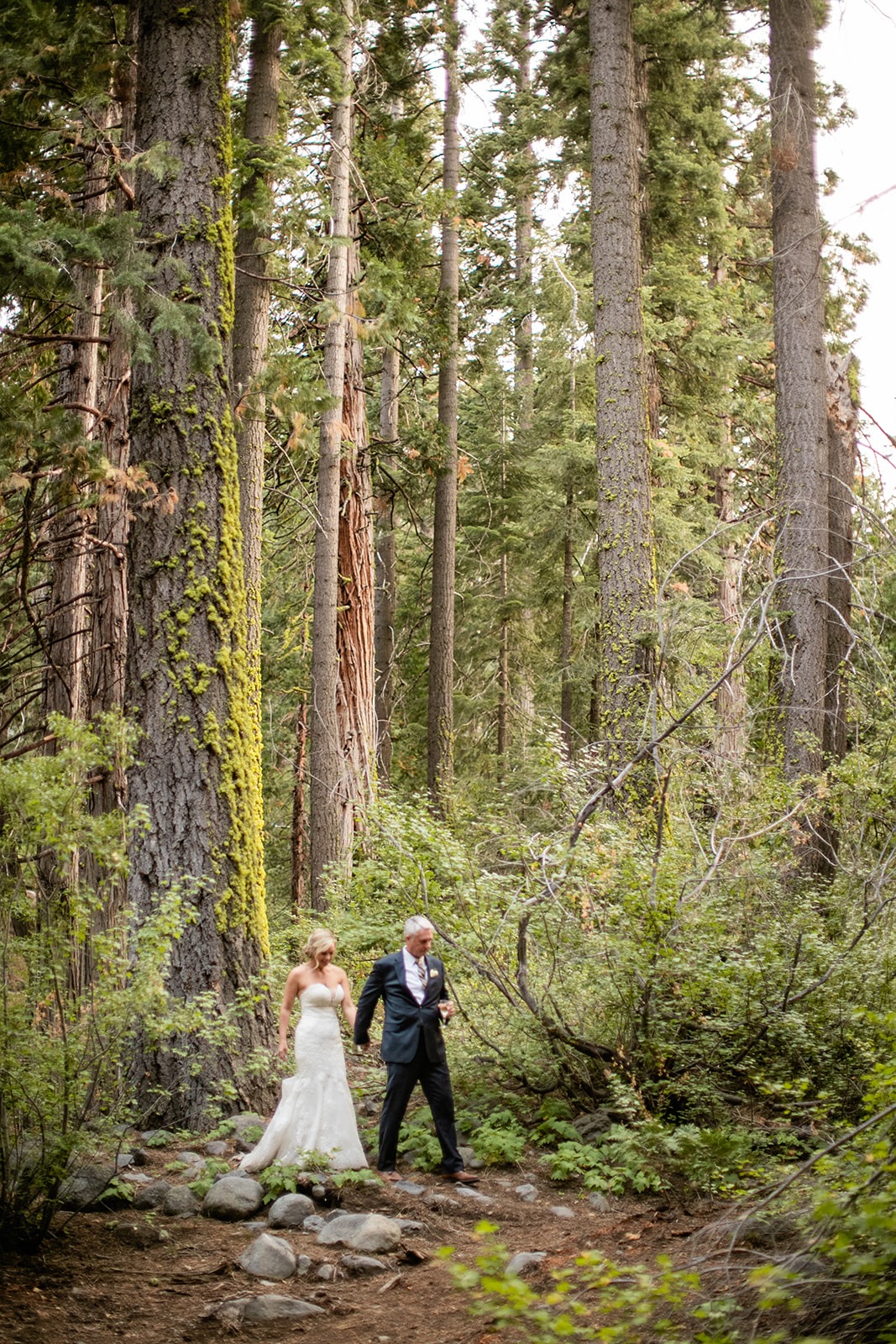 Intimate woodland chapel wedding in shades of blue and white