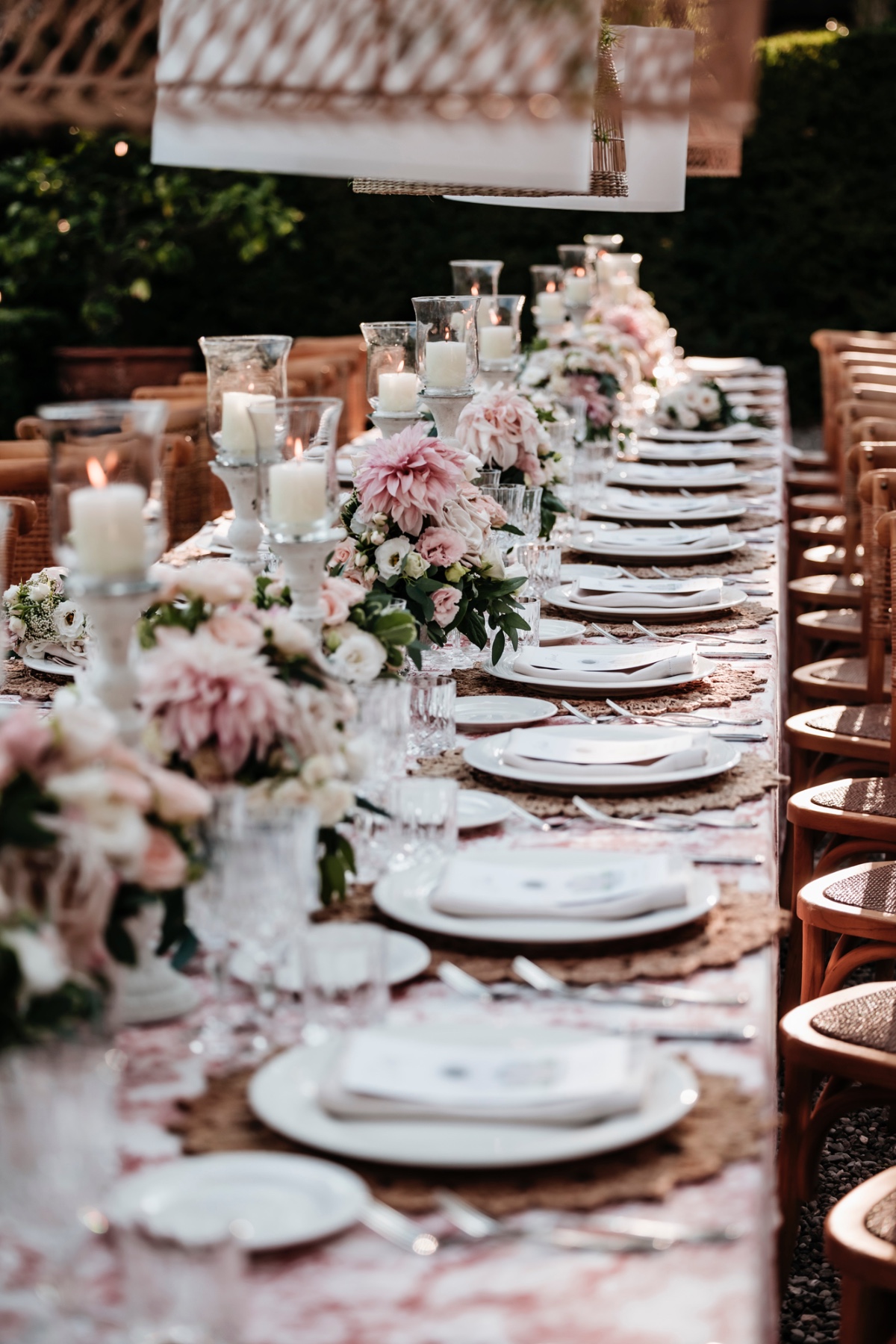 red, rose, and pink reception