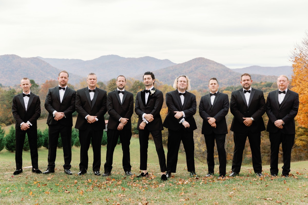 Classic and dapper tuxedos for monochrome black tie wedding