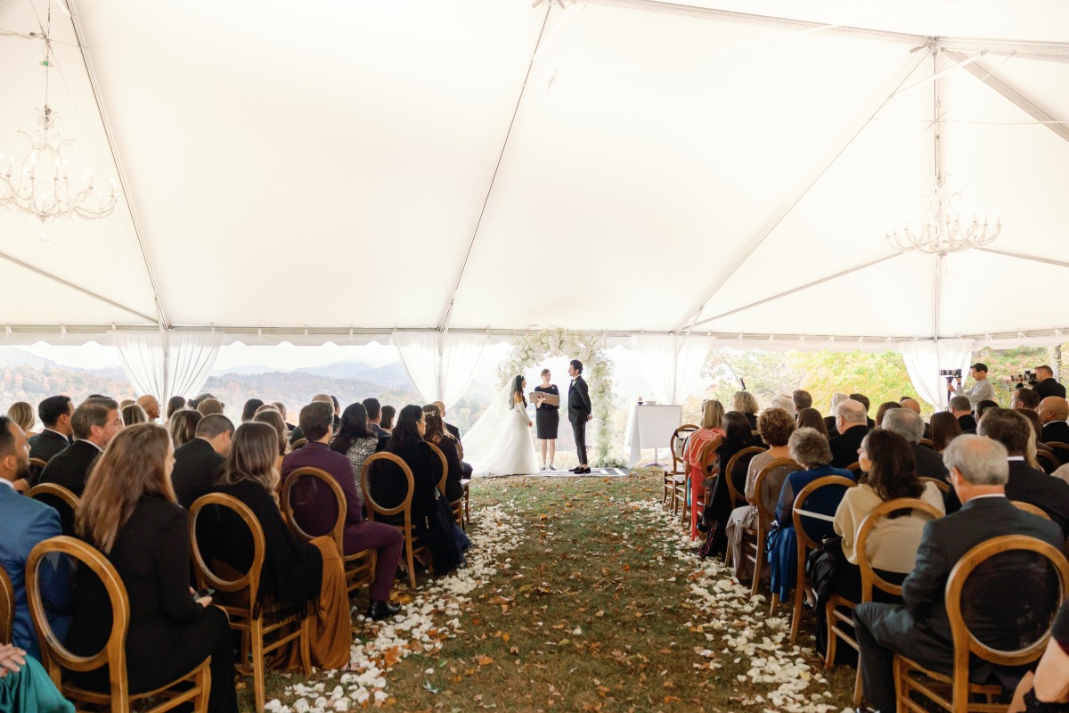 Romantic tented luxury wedding ceremony in North Carolina 