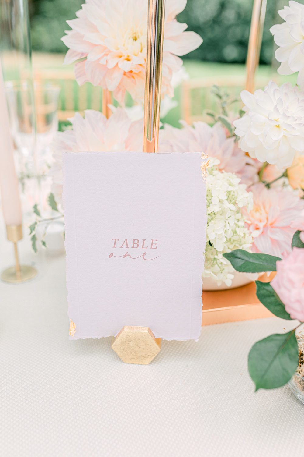 gold calligraphed table number