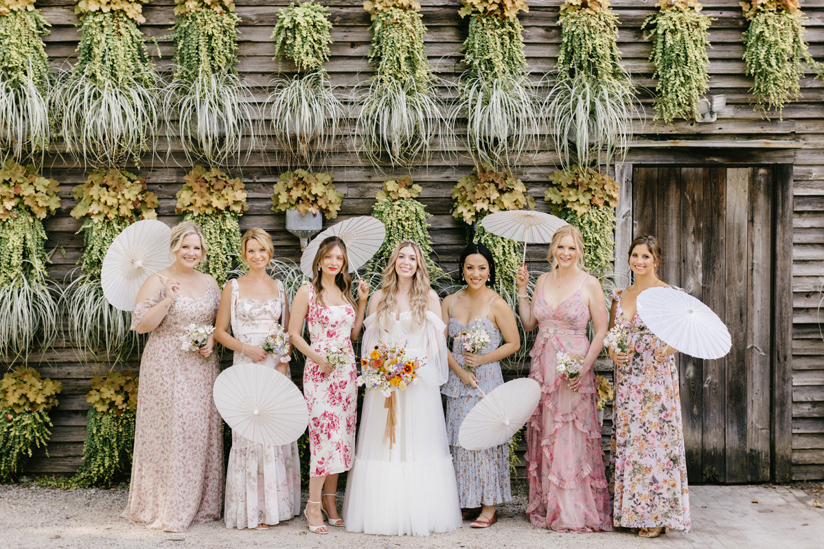 floral mix and match bridesmaid dresses