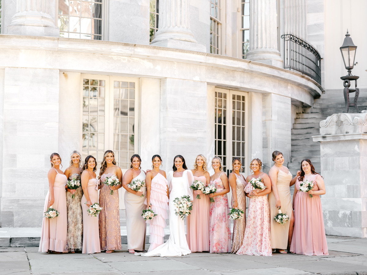 pink mix and match bridesmaid dresses