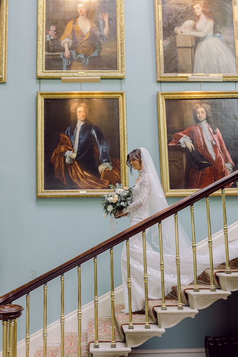 staircase wedding portrait