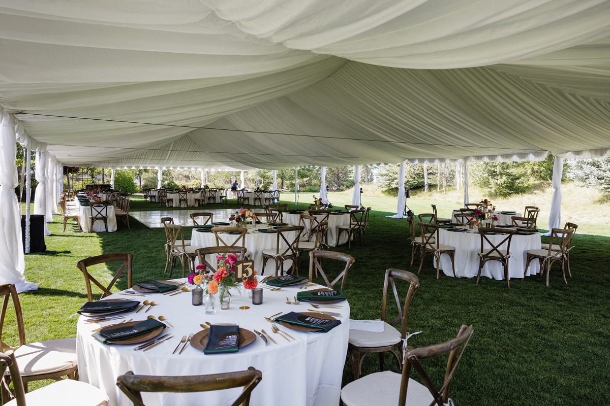 wedding tent with draping