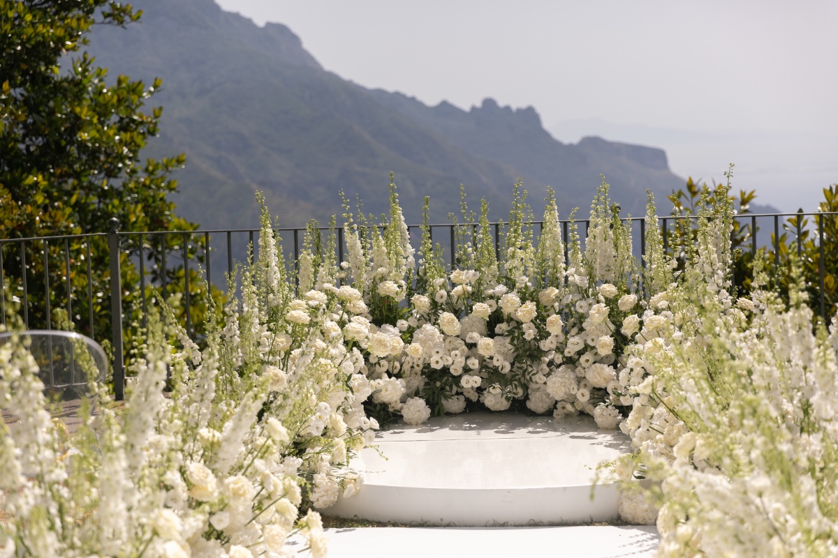 large white flower ceremony installation