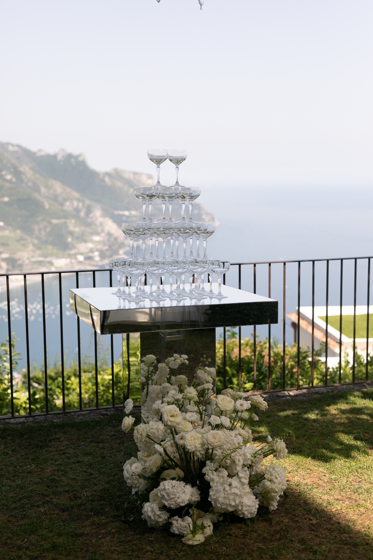mirrored champagne tower