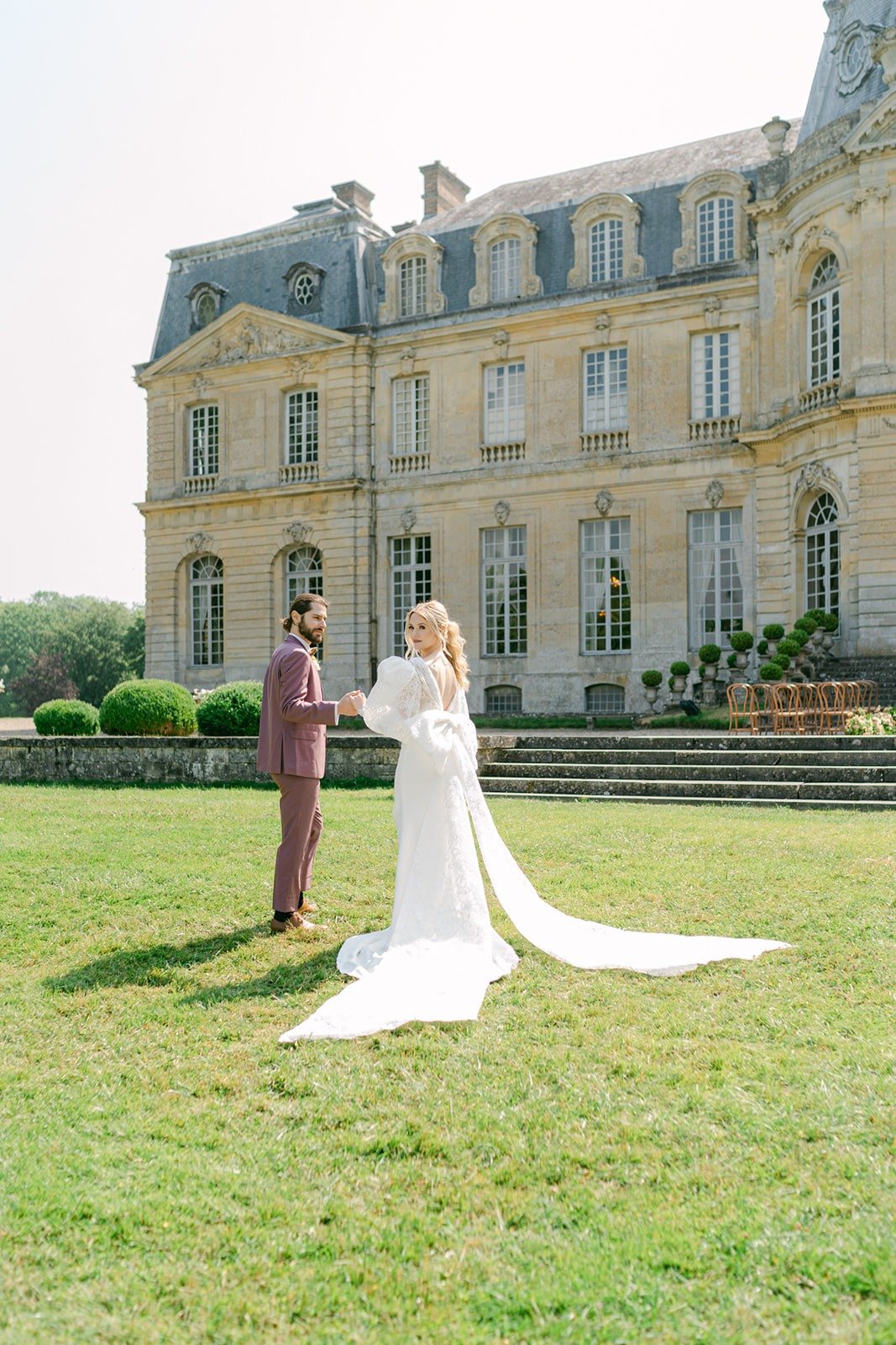 Elegant French inspo in purple and yellow at Château de Champlâtreux