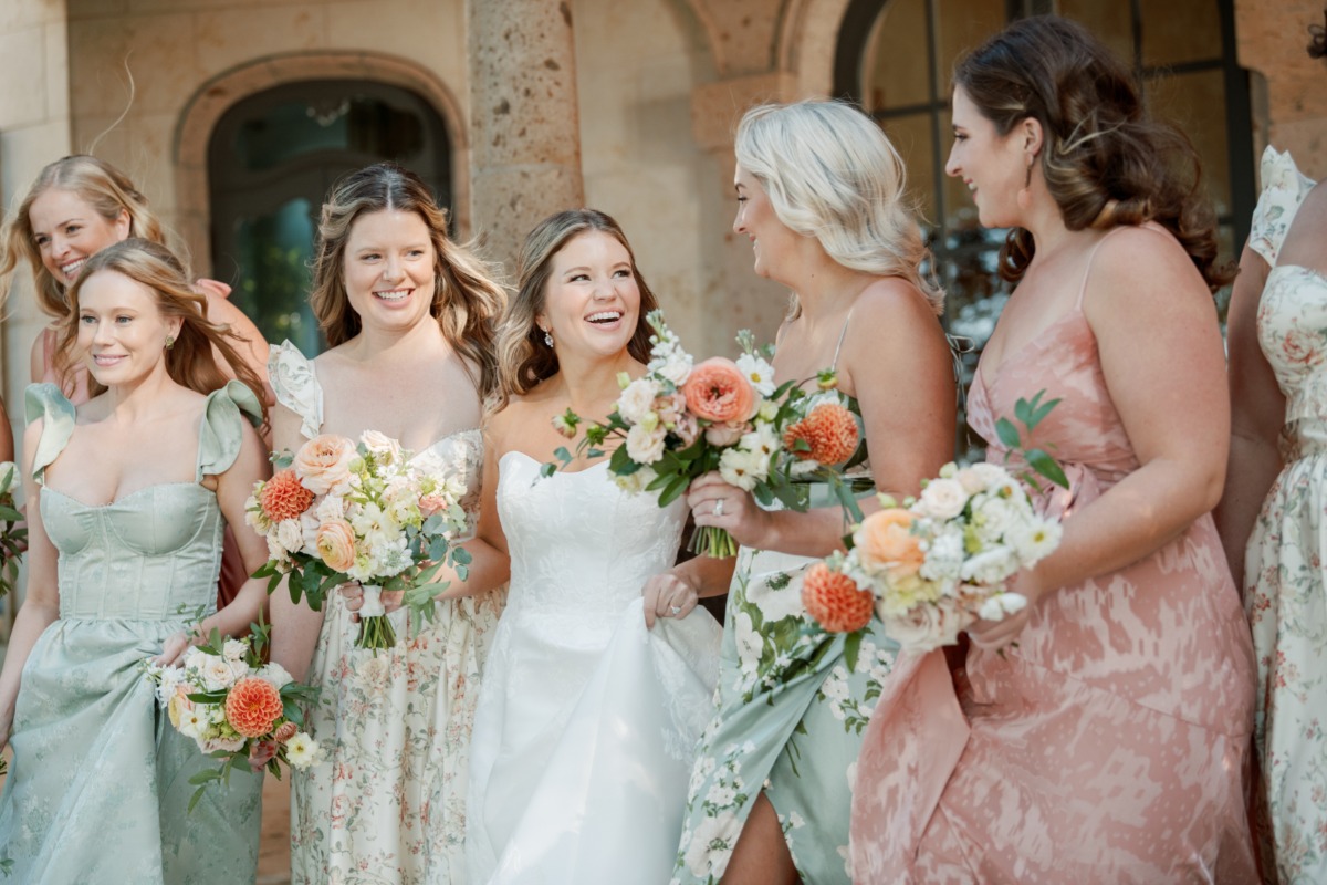 mix and match floral bridesmaid dresses