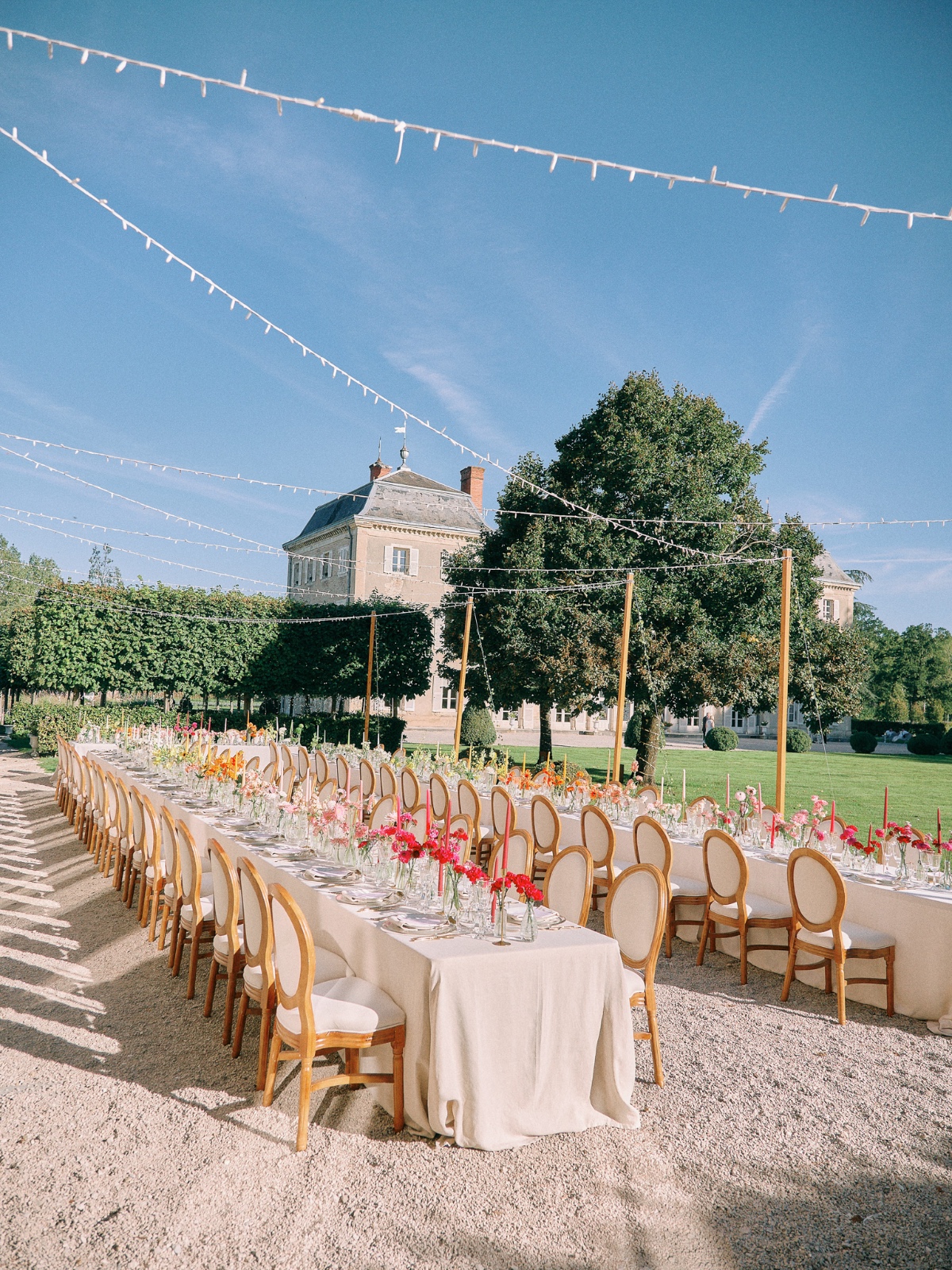 Outdoor French chateau reception 