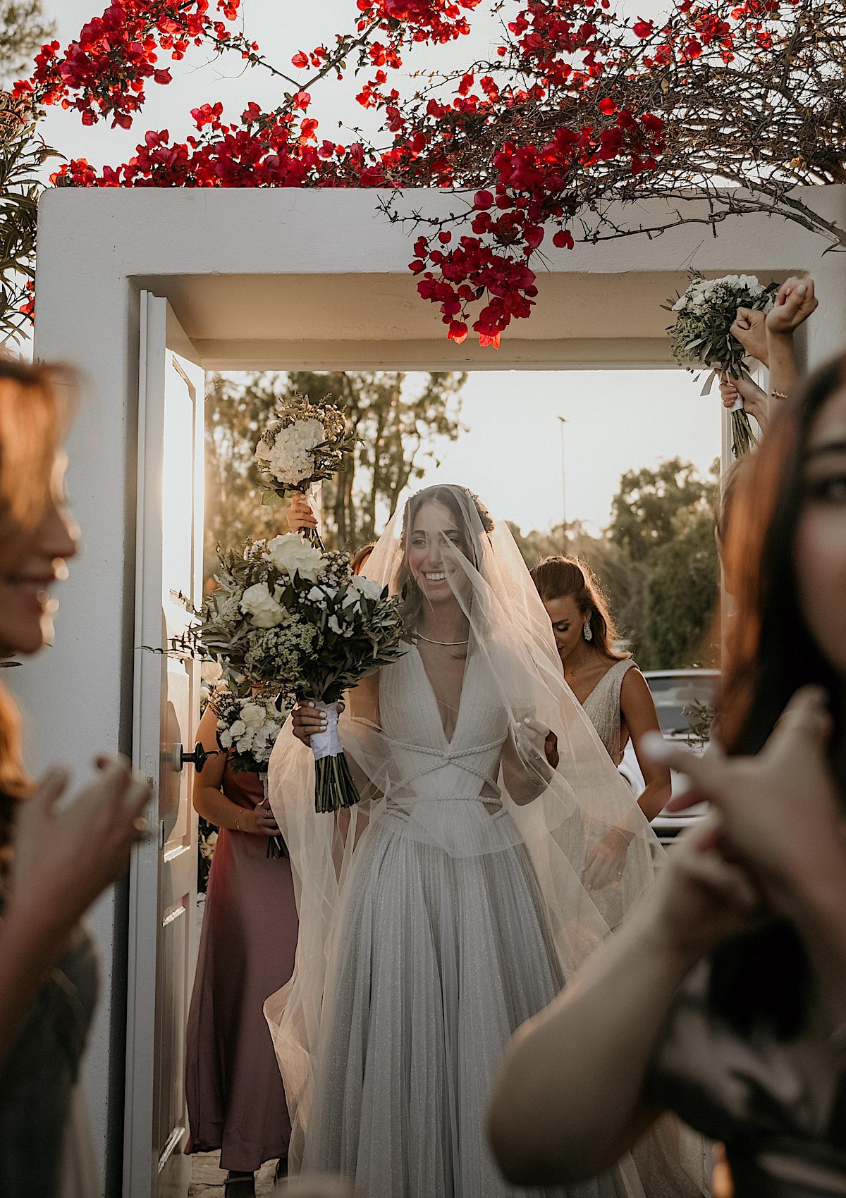 Dreamy ethereal wedding dress for bohemian bride in Greece