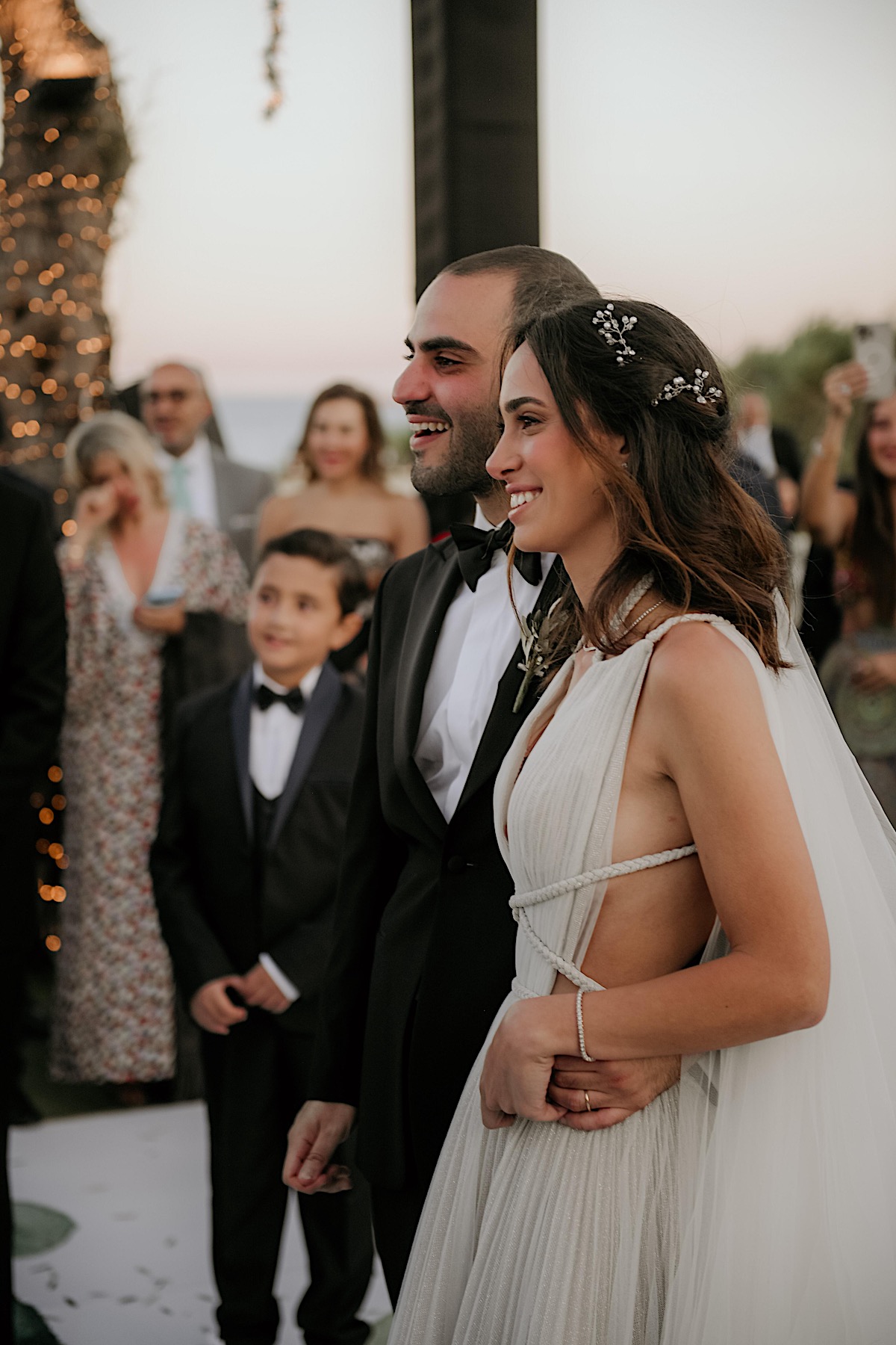 Boho bride at golden hour reception in Athens, Greece 