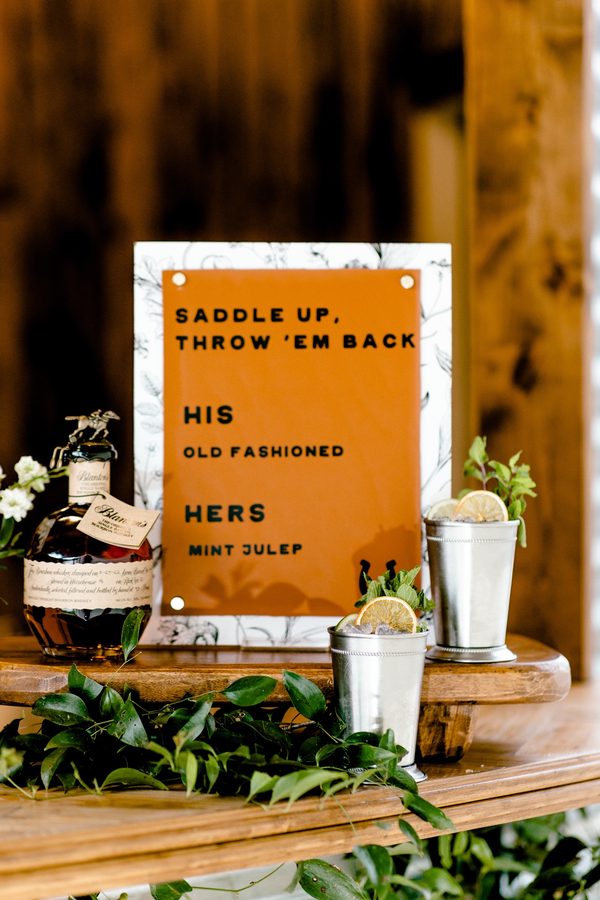 horse-inspired wedding bar menu