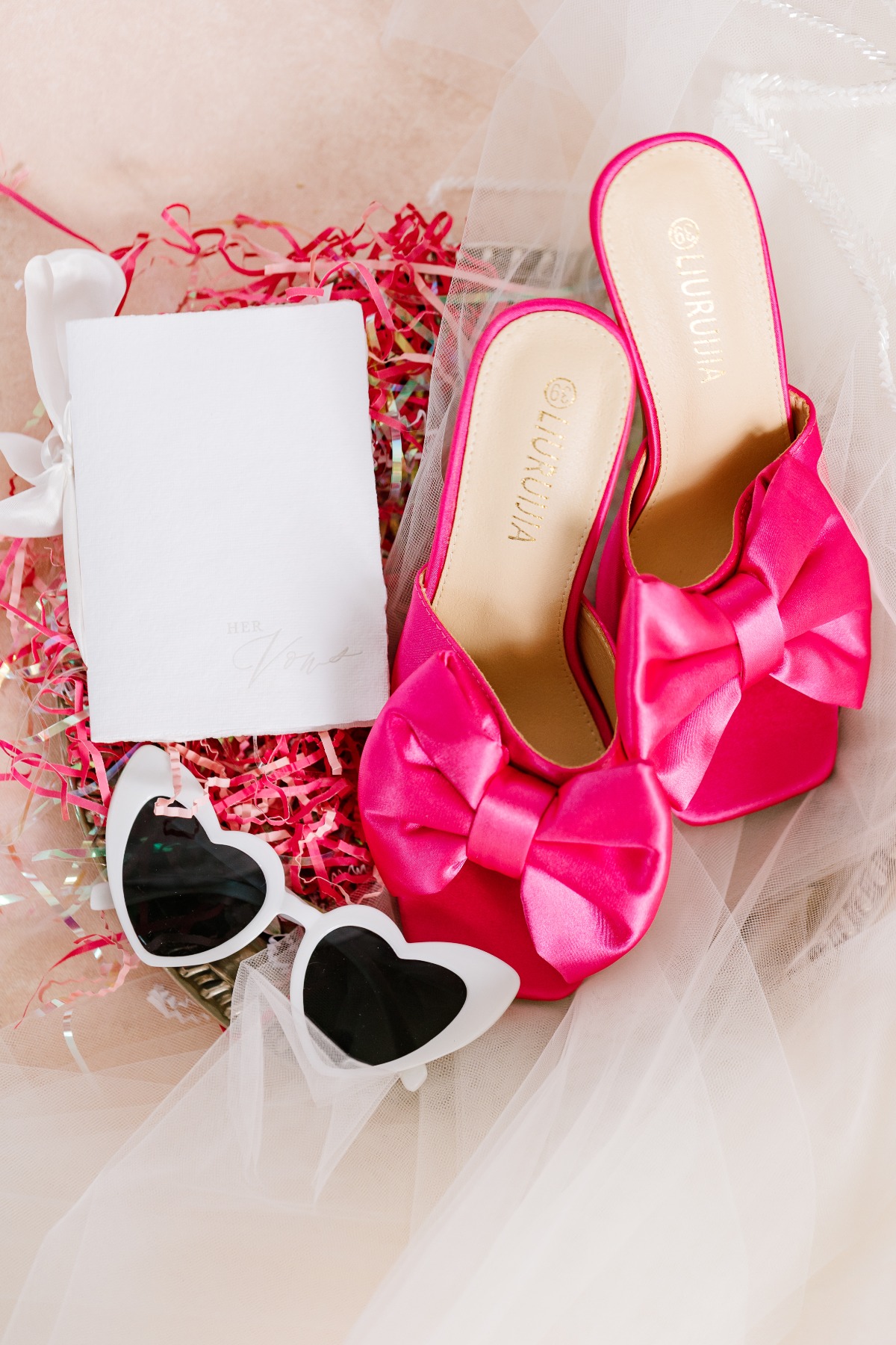 White heart shaped sunglasses for modern bride reception 
