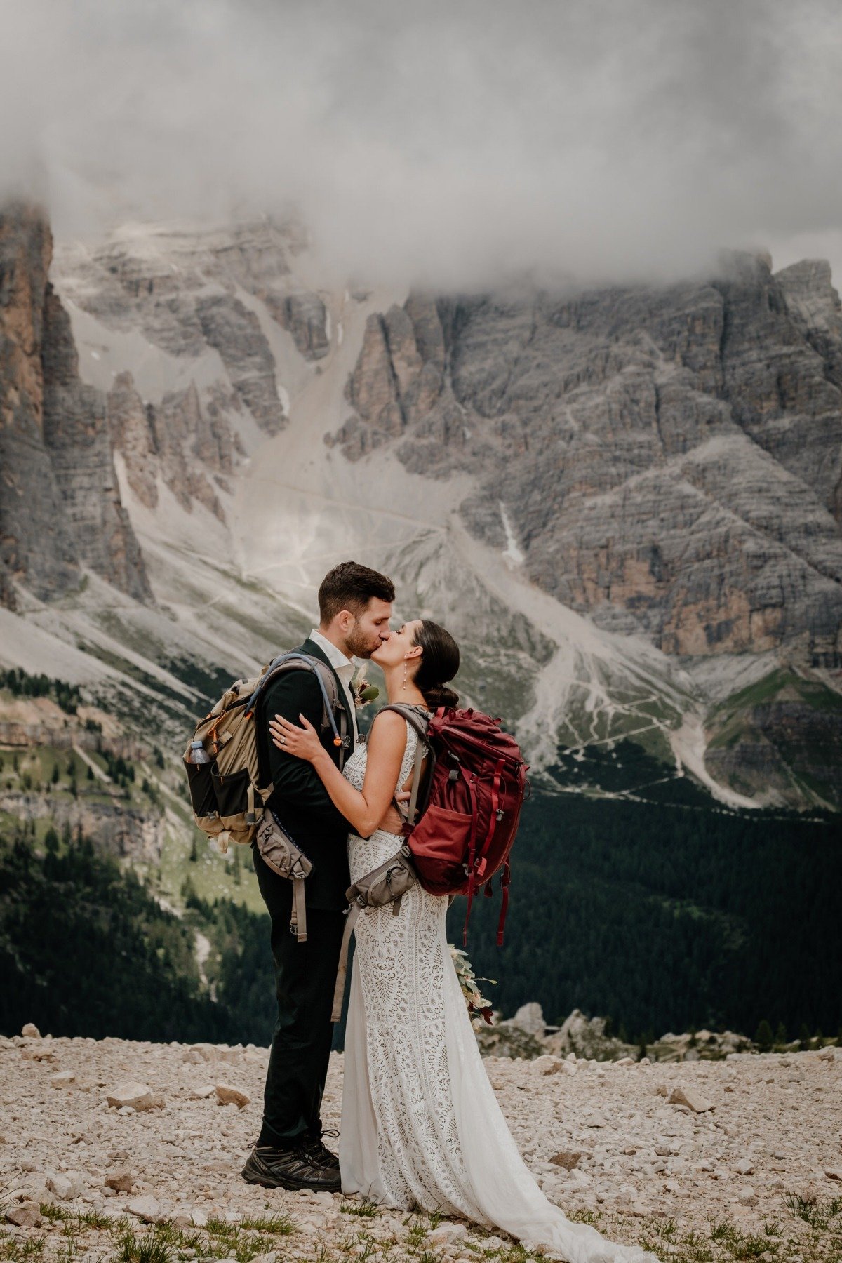 Italian adventure elopement in the Dolomite mountains 