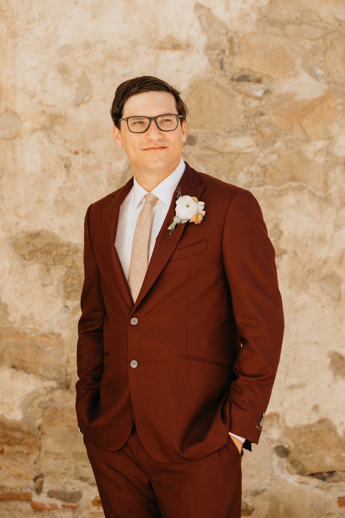 wine colored suit for wedding
