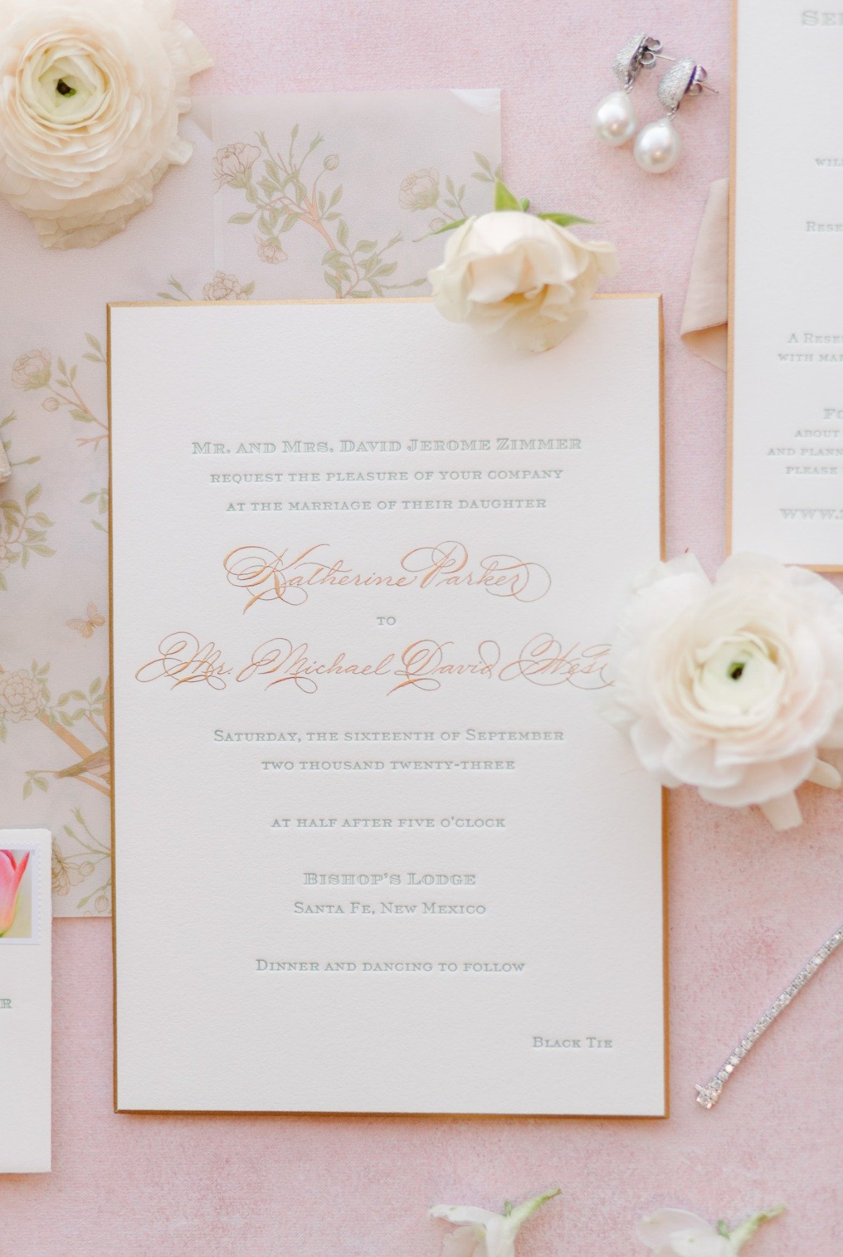 flat lay wedding ideas with wedding invitation