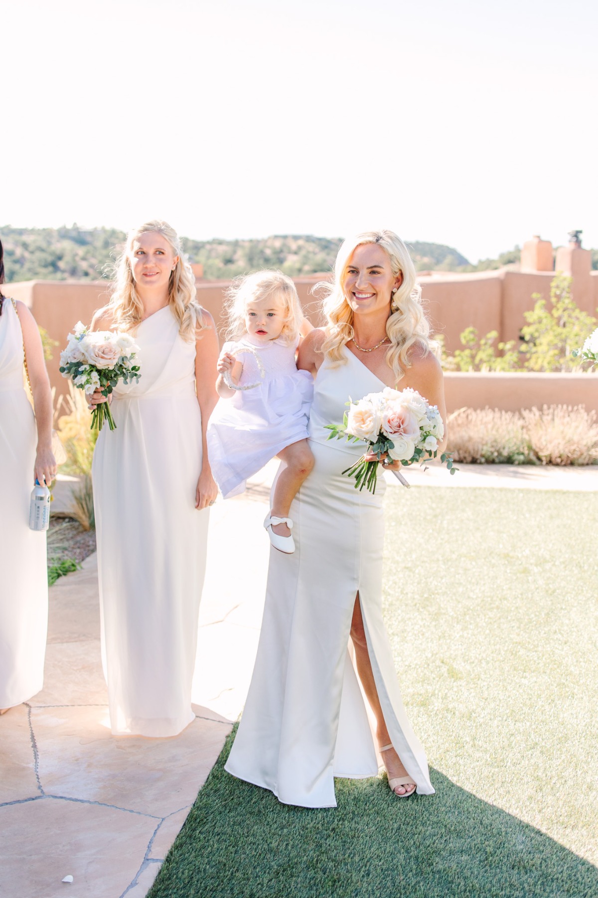 bridesmaids in white