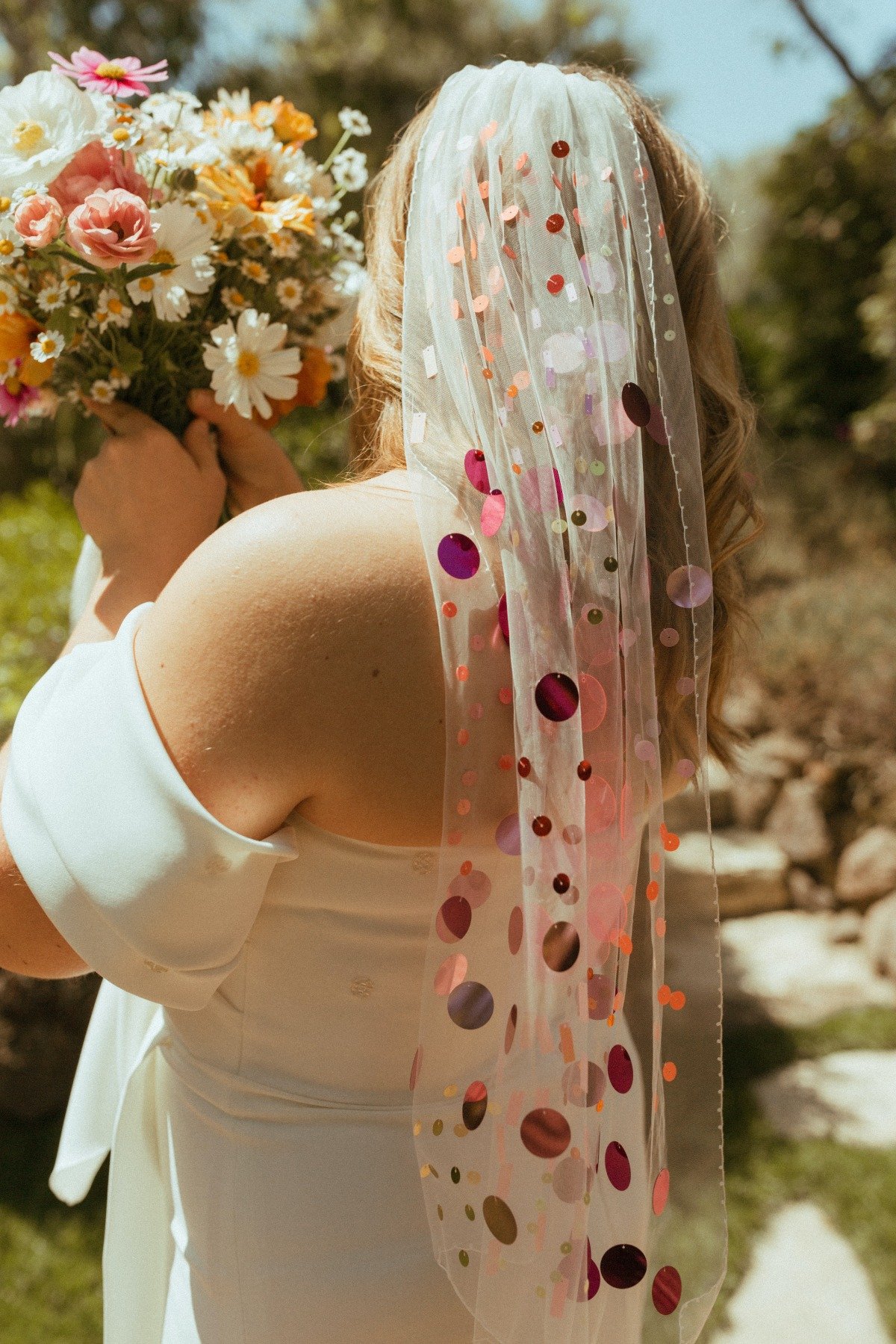 colorful wedding veil