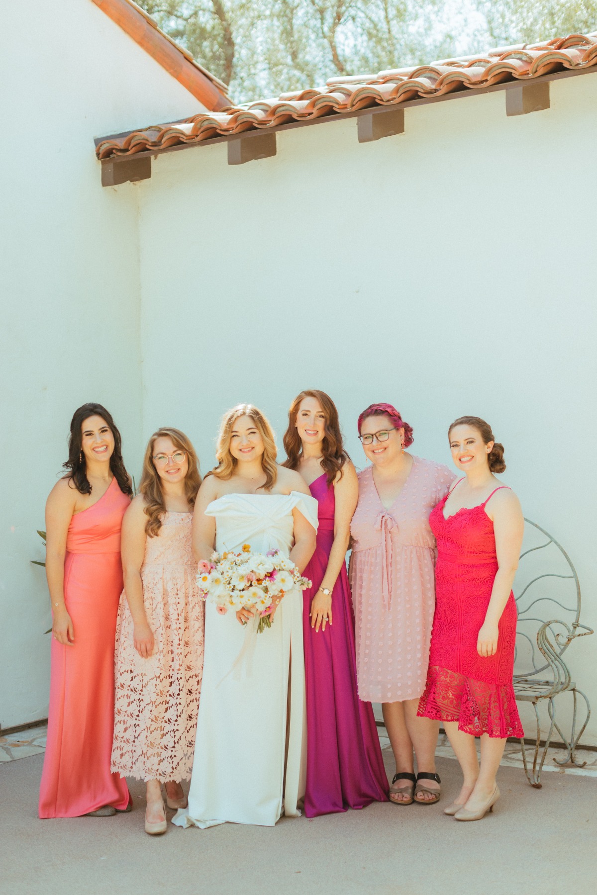 mix and match pink bridesmaid dresses