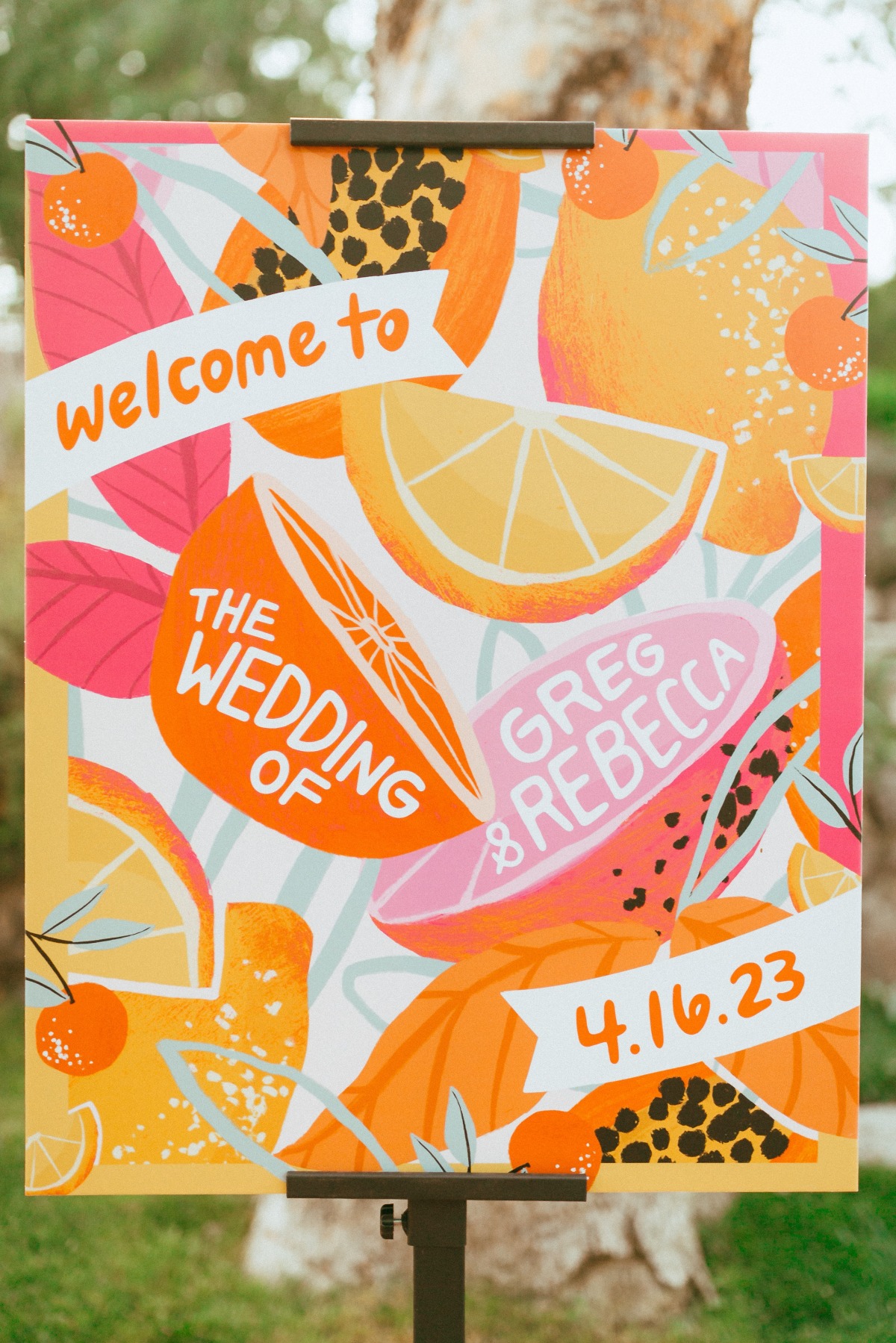 citrus-inspired welcome sign