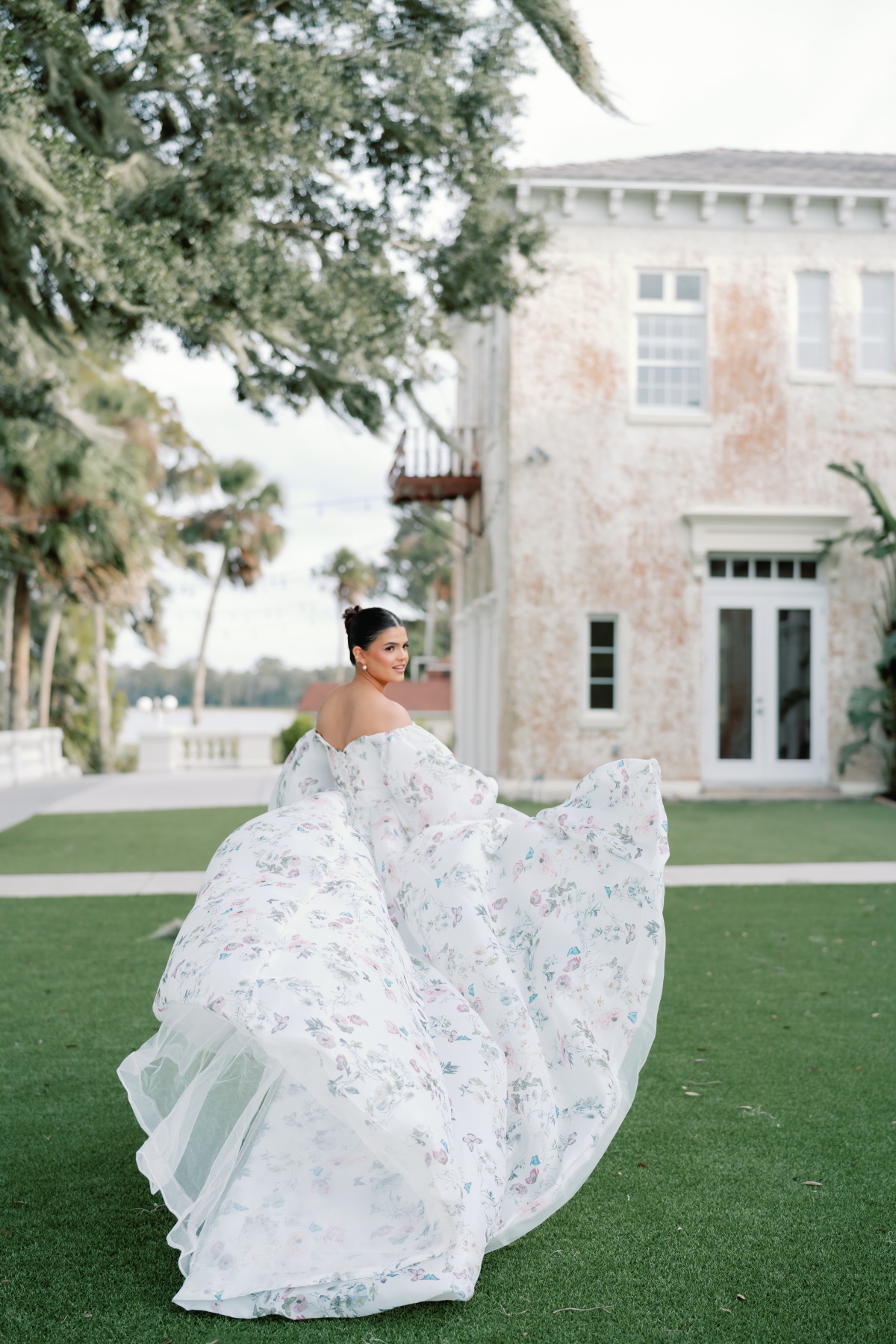 floral patterned wedding ballgown
