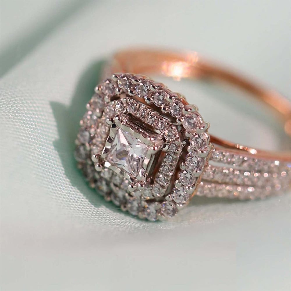 princess cut double halo diamond engagement ring from la joya diamonds