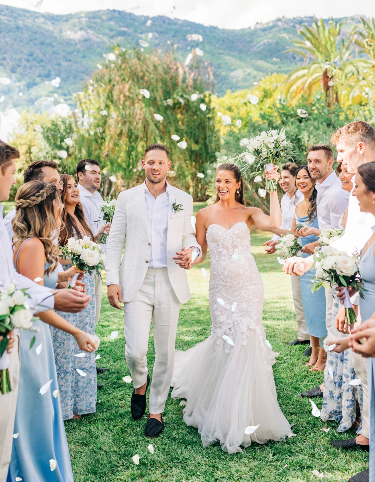 Champagne towers replaced cake at this farm-to-table Portugal wedding