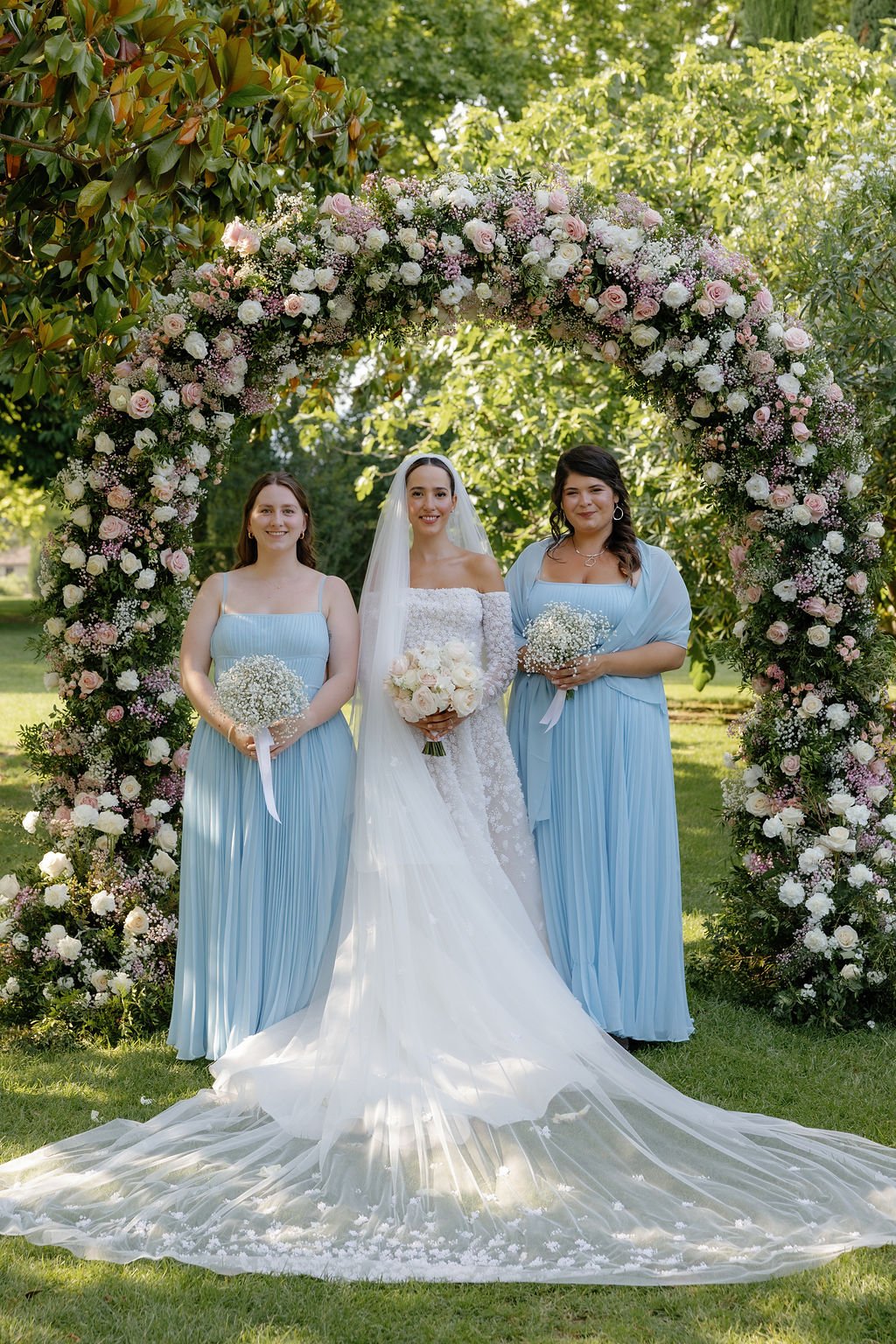 Timeless French bride with something blue bridesmaids 