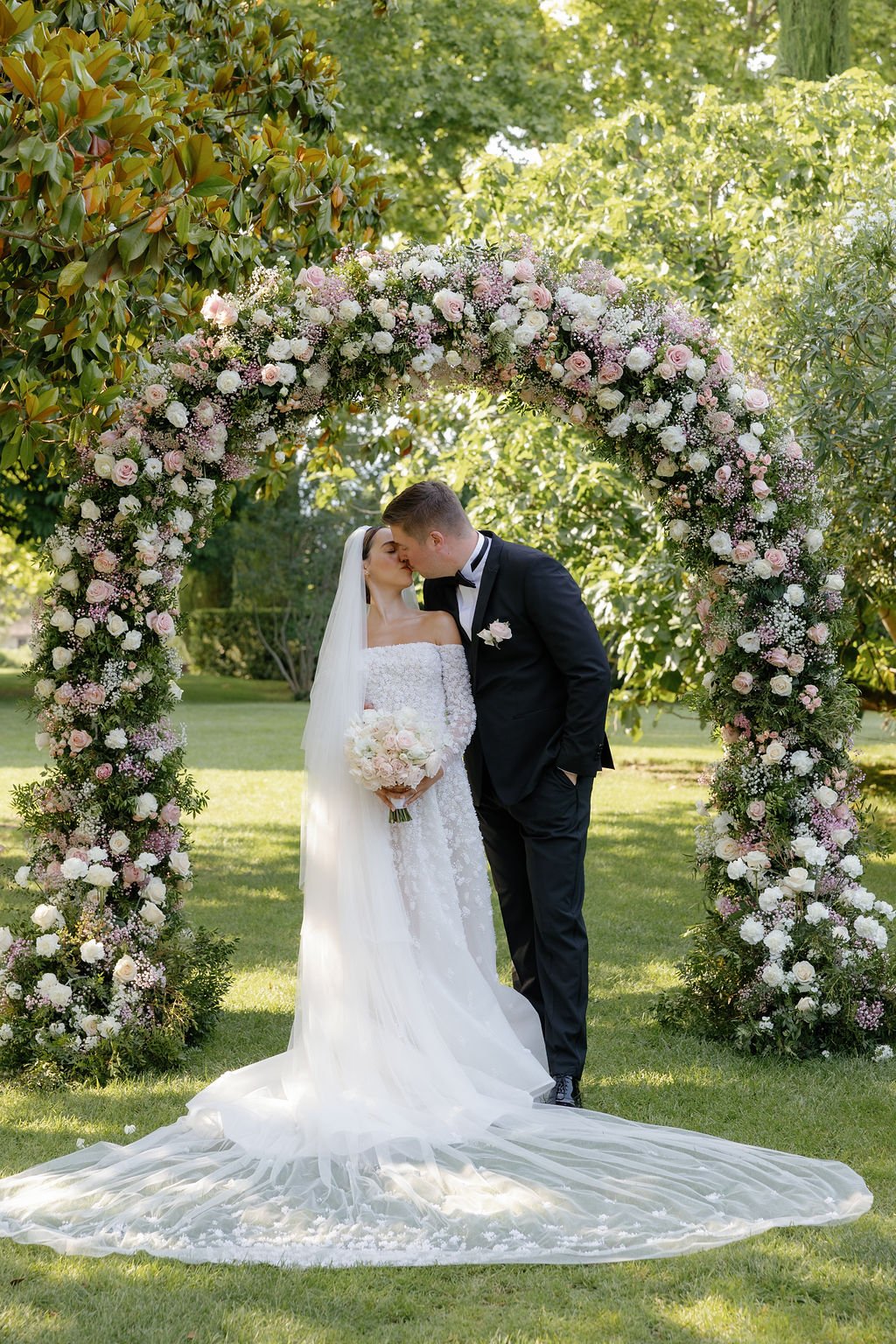 Romantic rose garden wedding ceremony in Provence, France