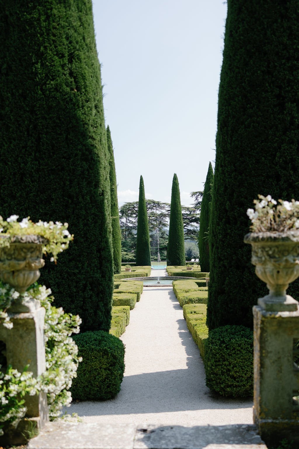 Gorgeous manicured gardens at French chateau wedding venue