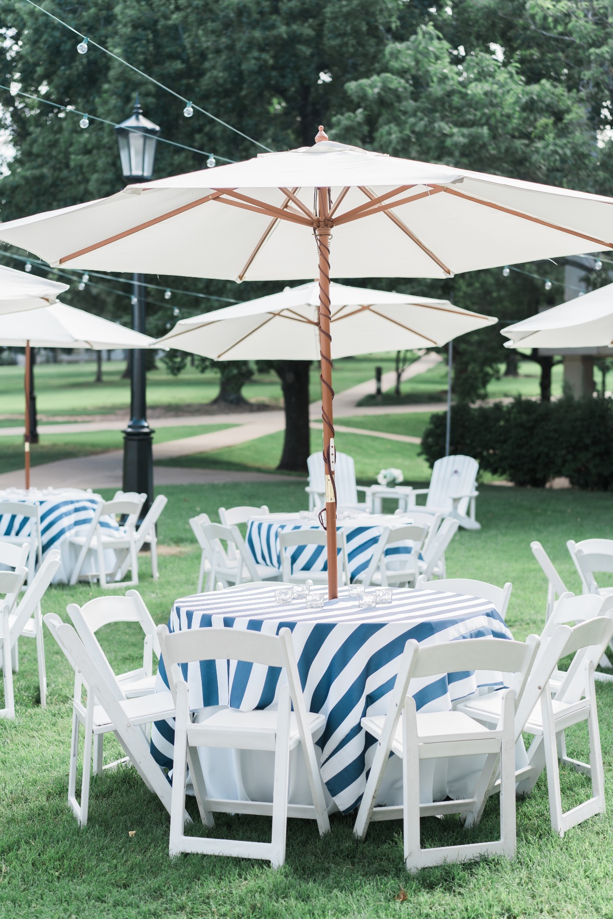 Summery striped wedding table linens