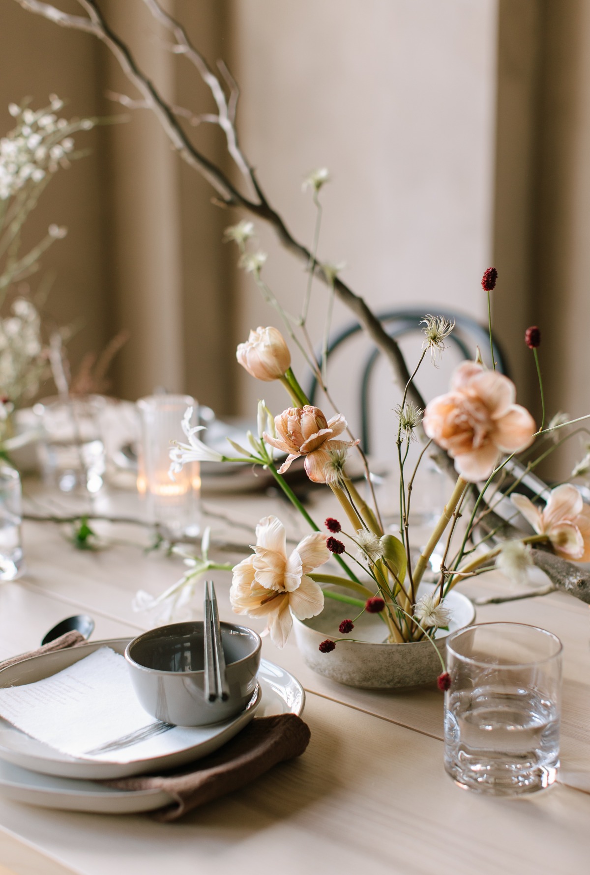 Whimsical Japanese centerpiece for wedding reception table