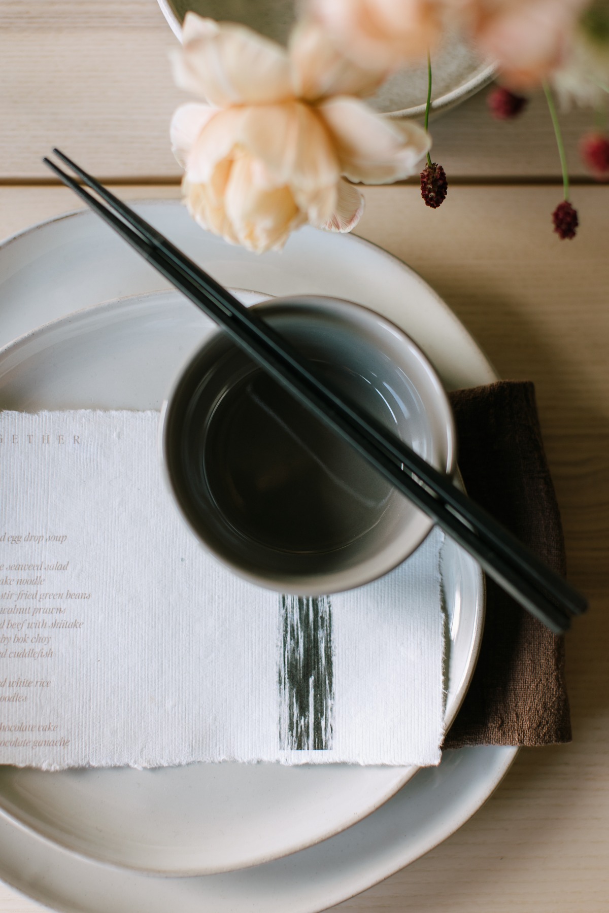 Elegant and timeless Japanese inspired tablescape decor