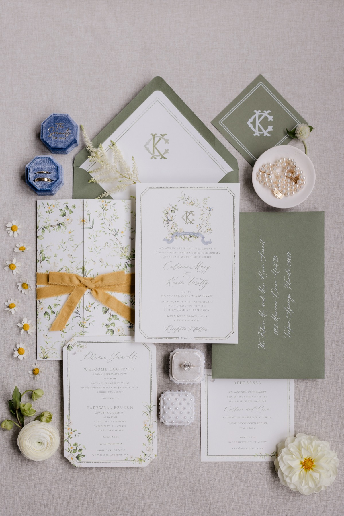 watercolor flower wedding invitation suite