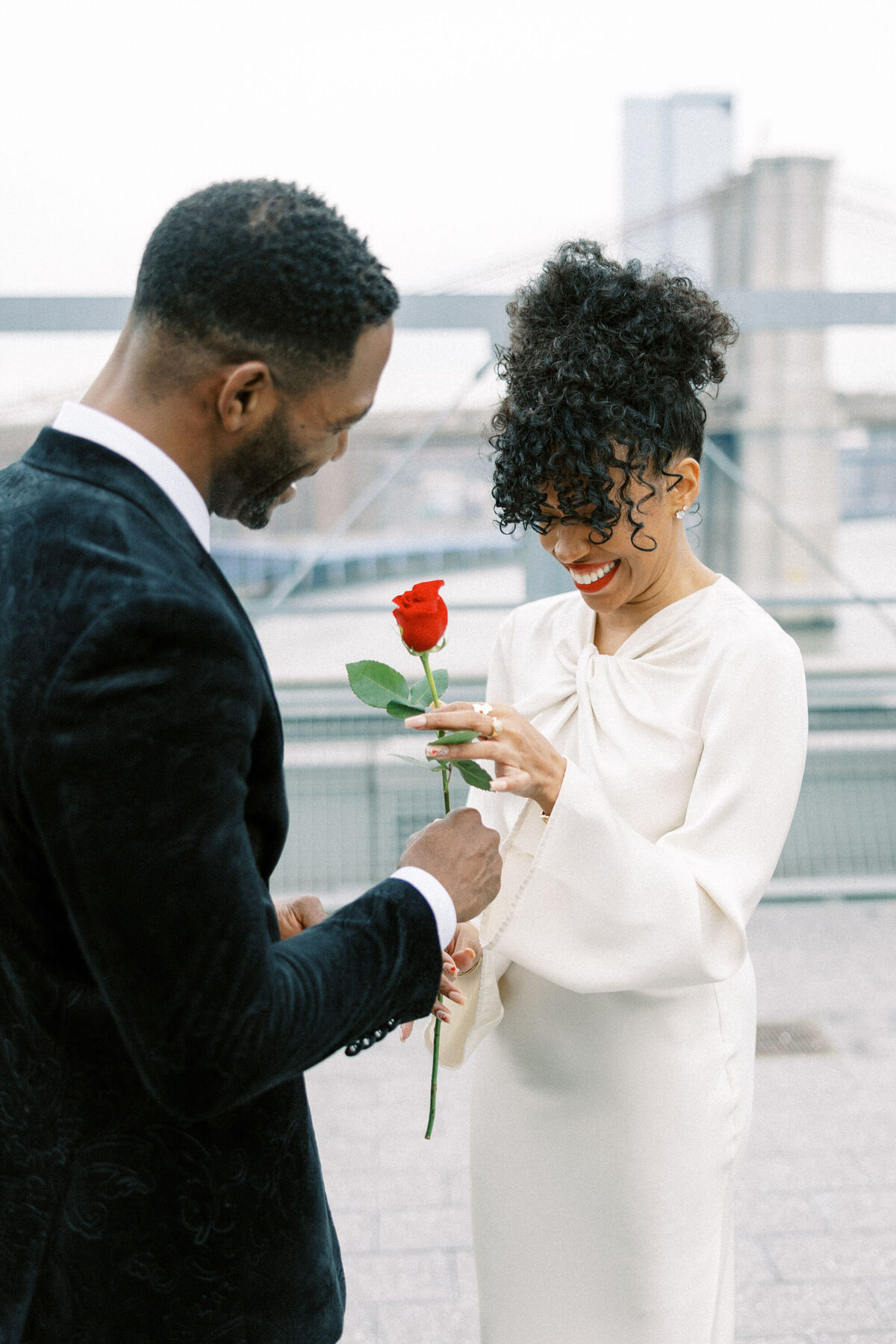 Romantic modern elopement with roses 