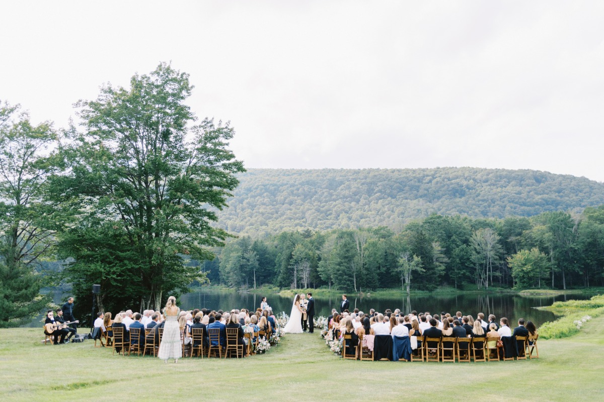 Lakeside wedding ceremony in Catskills New York 