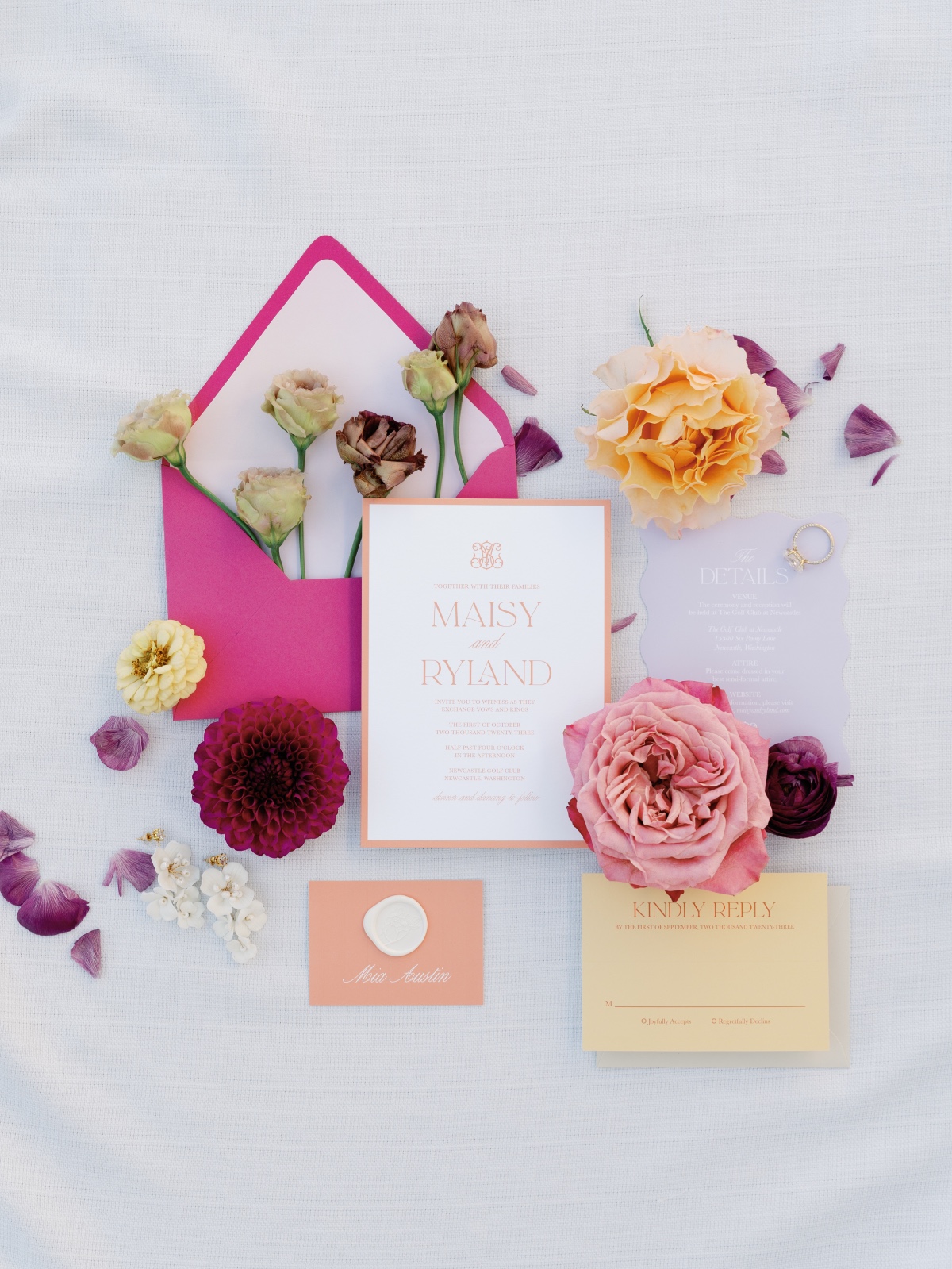 shades of pink invitation suite