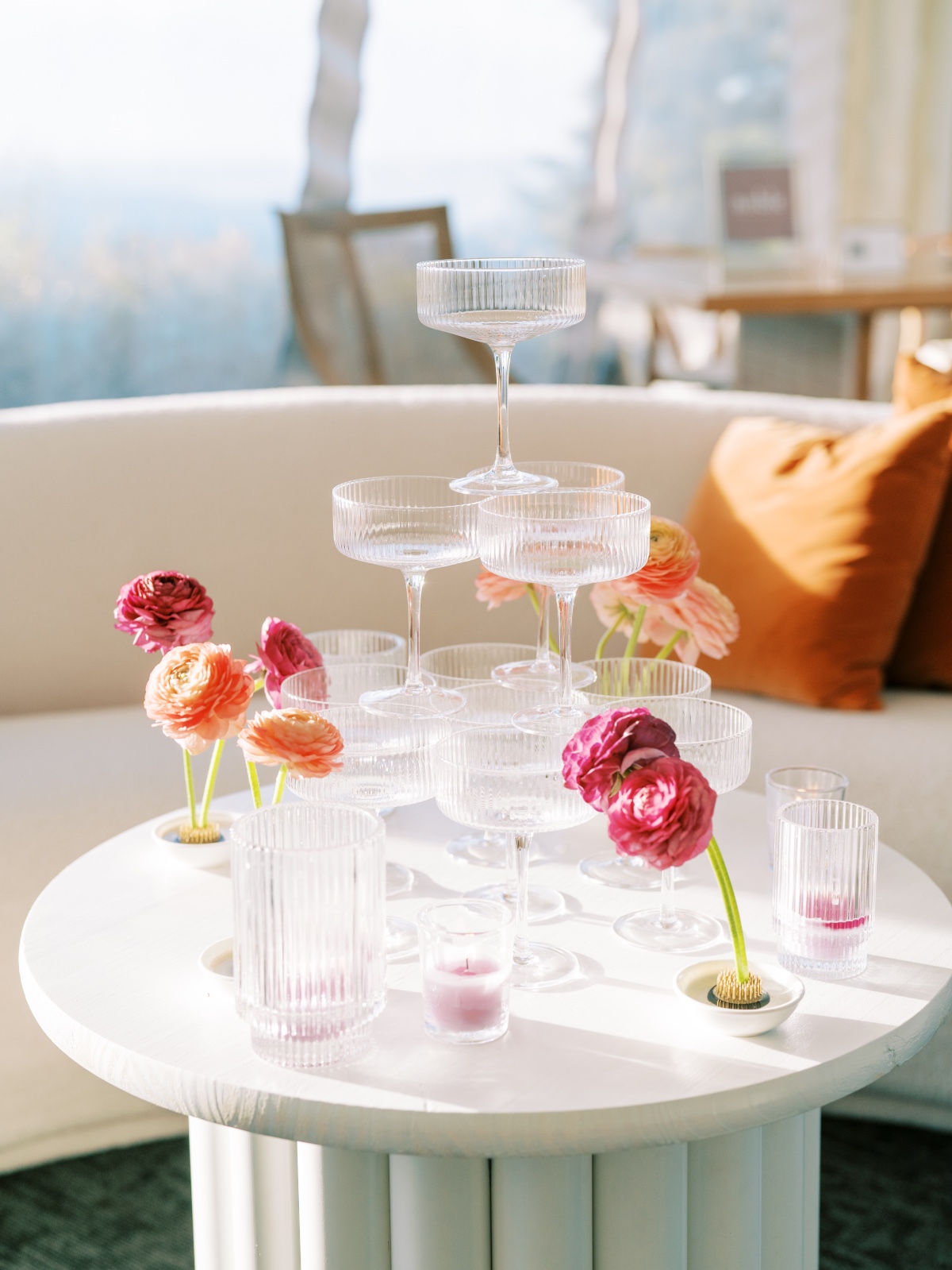 coupe glass champagne tower